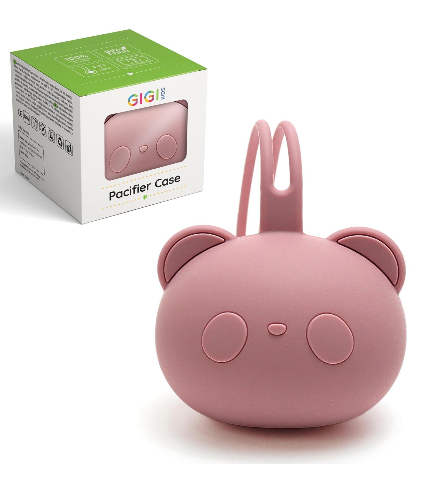Gigi Kids Silicone Pacifier Box | Storage Holder for 2 Pacifiers | High-Quality 100% Food-Safe Silicone | Dishwasher-Proof | Dark Pink Baby Accessories - Buy Online on GoSupps.com