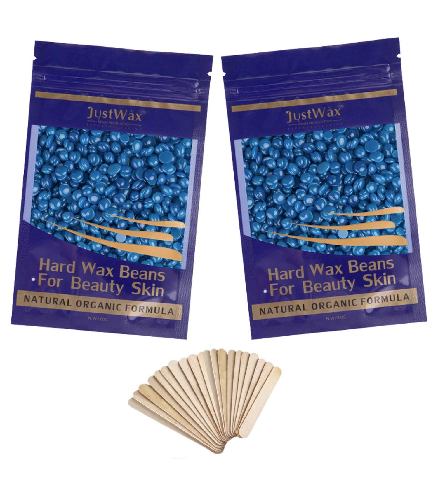 Depreciation Wax Beans - Hard Wax Pearls for Hair Removal | 200g Chamomile with 20 Wooden Spatulas - International Shipping Available - Buy Online on GoSupps.com