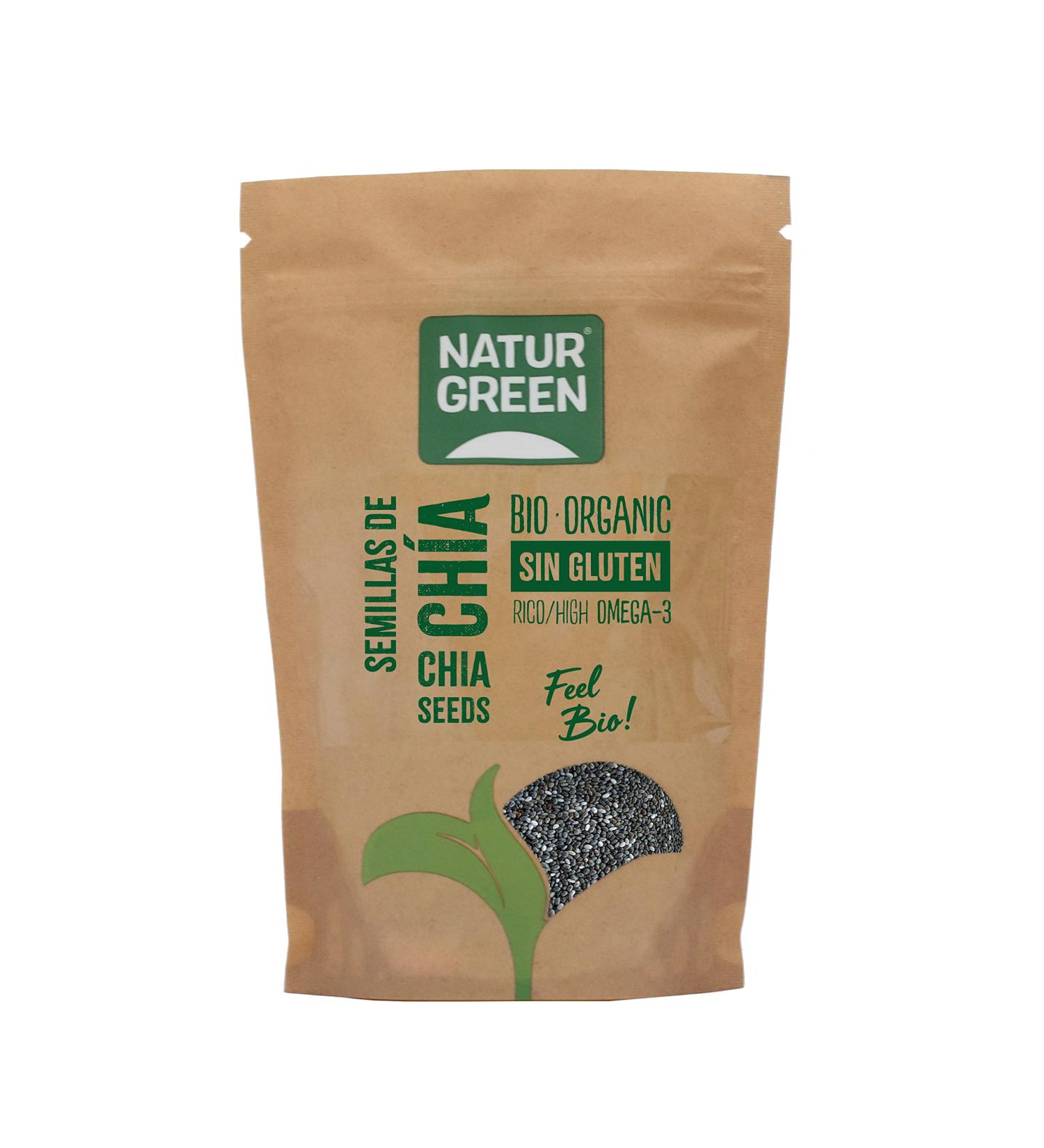 ALMOND LABORATORY NaturGreen Organic chia seeds organic seeds fiber source rich in omega 3 glutenfree vegan packaging 12 x 250 g - Buy Online on GoSupps.com
