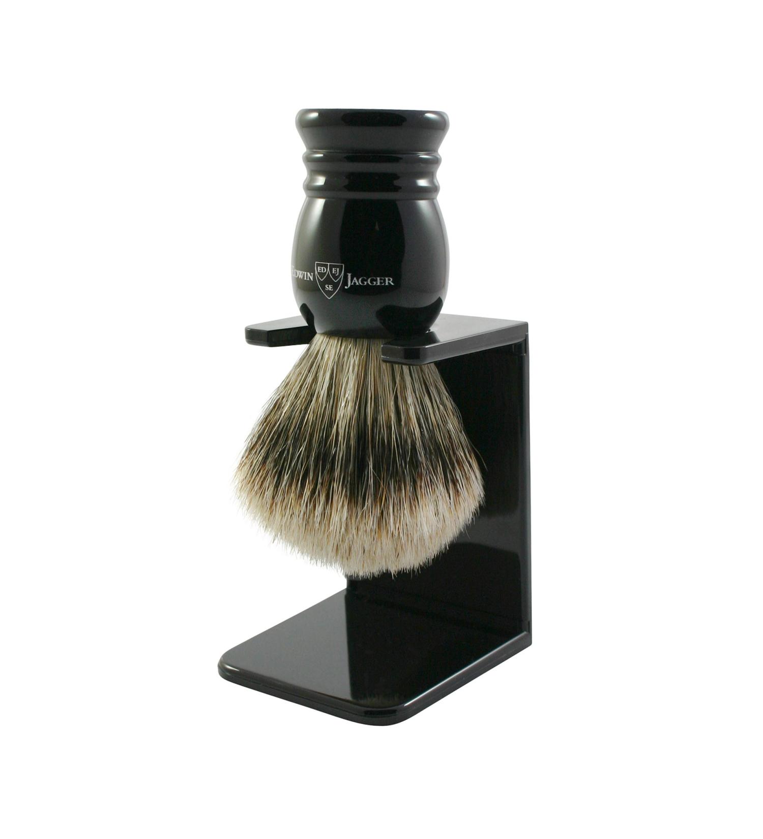 Edwin Jagger 1EJ256SDS traditional shaving brush made of Effilter clinic super roof hair with drip stand for shaving soap or cream for men and women (medium)
