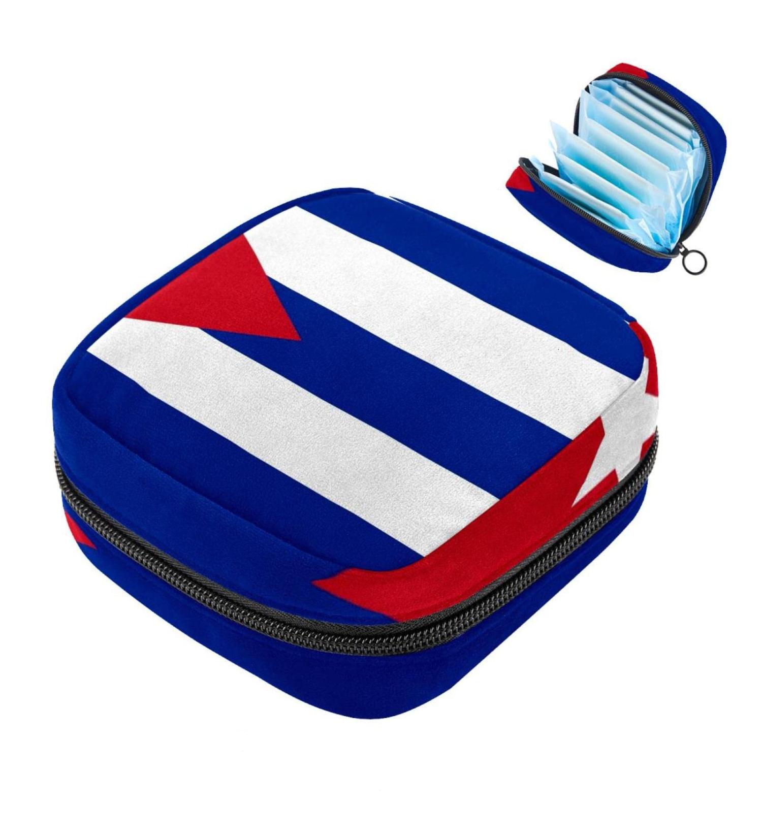 Menstrual Pad Bag with Zipper - Ladies Napkin Pouch & Tampons Collection Bag for Women & Girls (Cuba Flag Design) - Buy Online on GoSupps.com