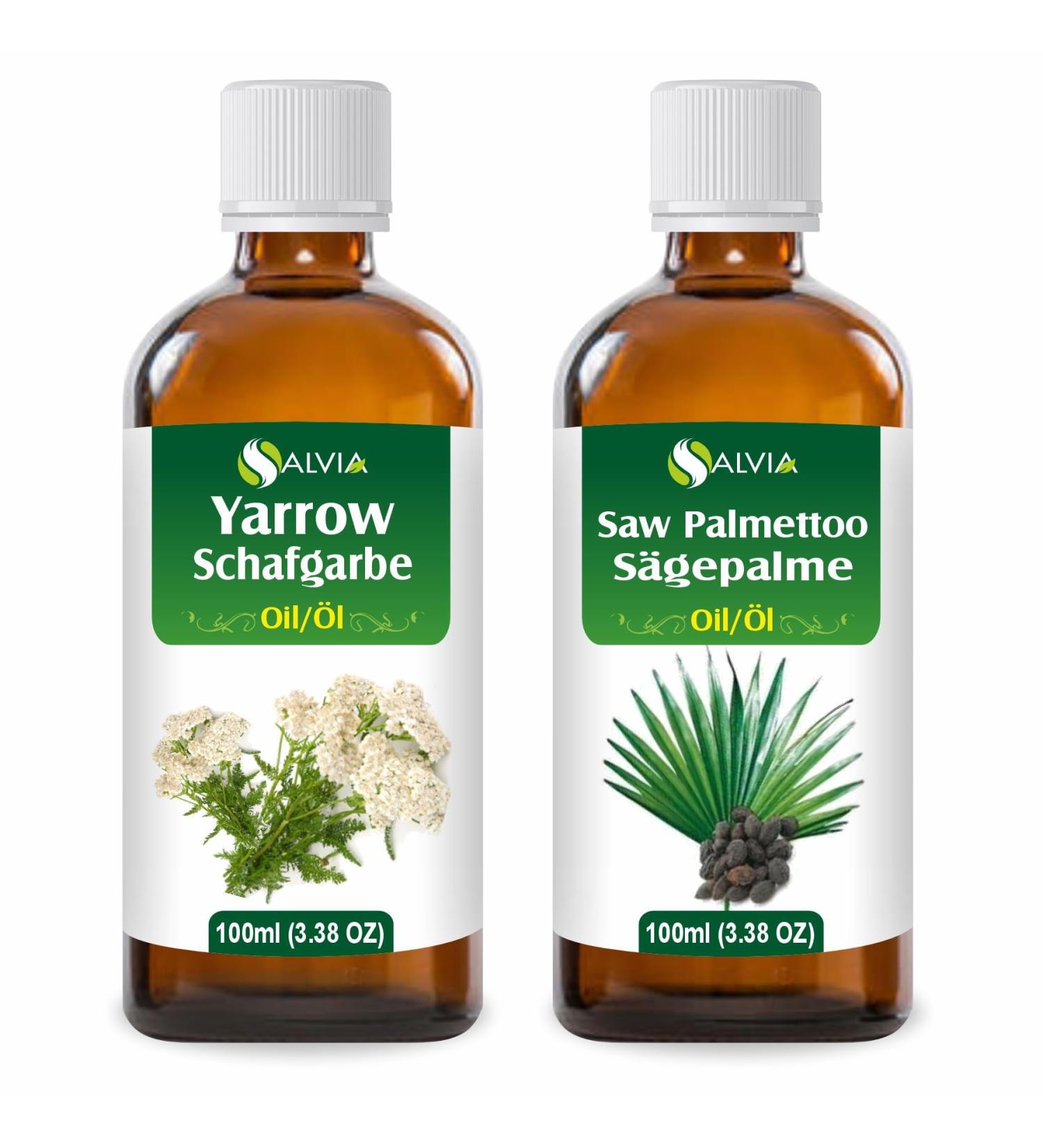  Salvia Salvia Combo d'huile : Saw Palmetto (Serenoa repens) 3 38 Fl Oz (100 ml) & Yarrow (Achillea millefolium) Oil 3 38 Fl Oz (100 ml) - Buy Online on GoSupps.com