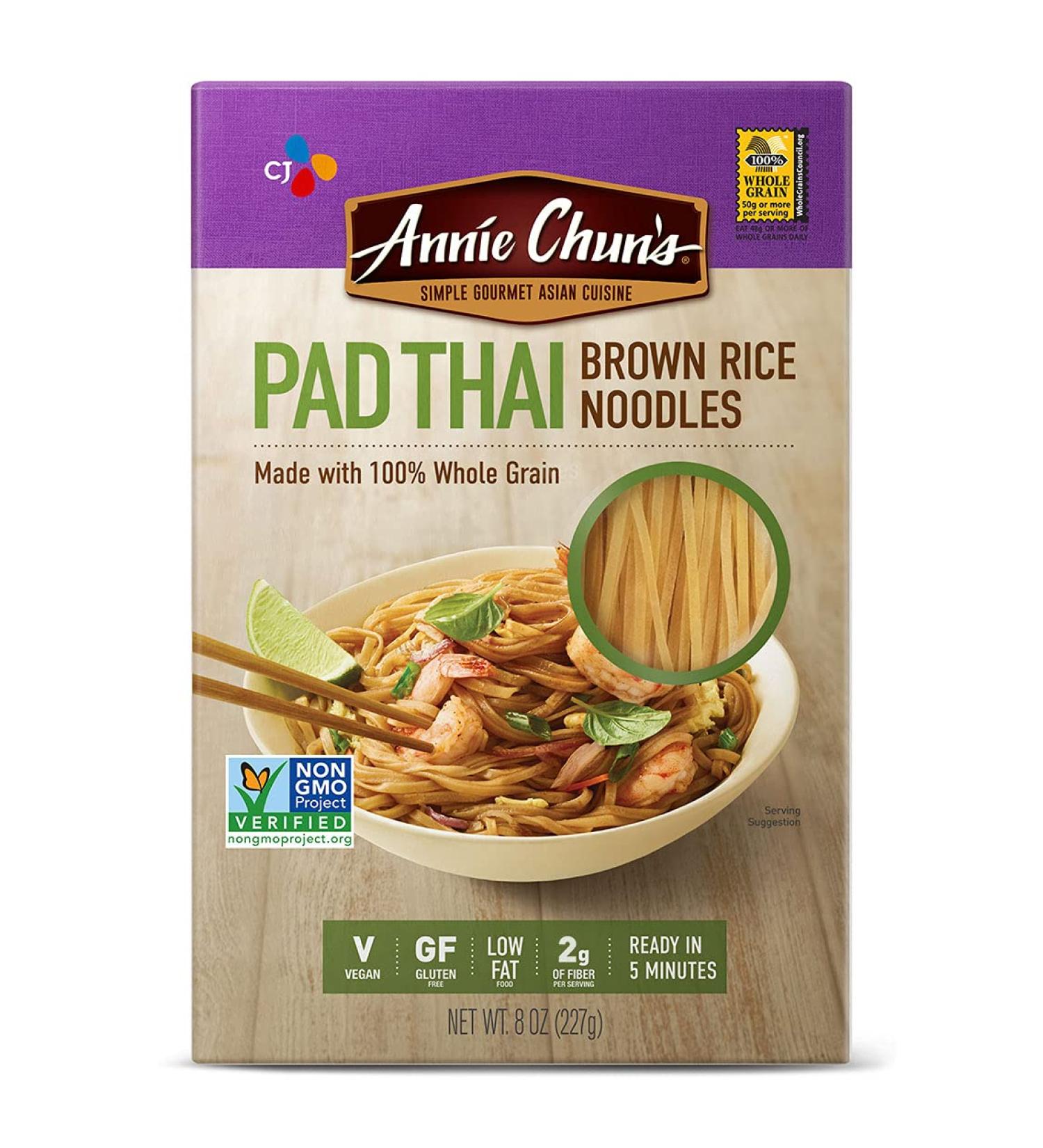 Annie Chun's Pad Thai Brown Rice Noodles, Non GMO, Vegan, Gluten Free, Low Fat, 8 Oz (Pack of 6)
