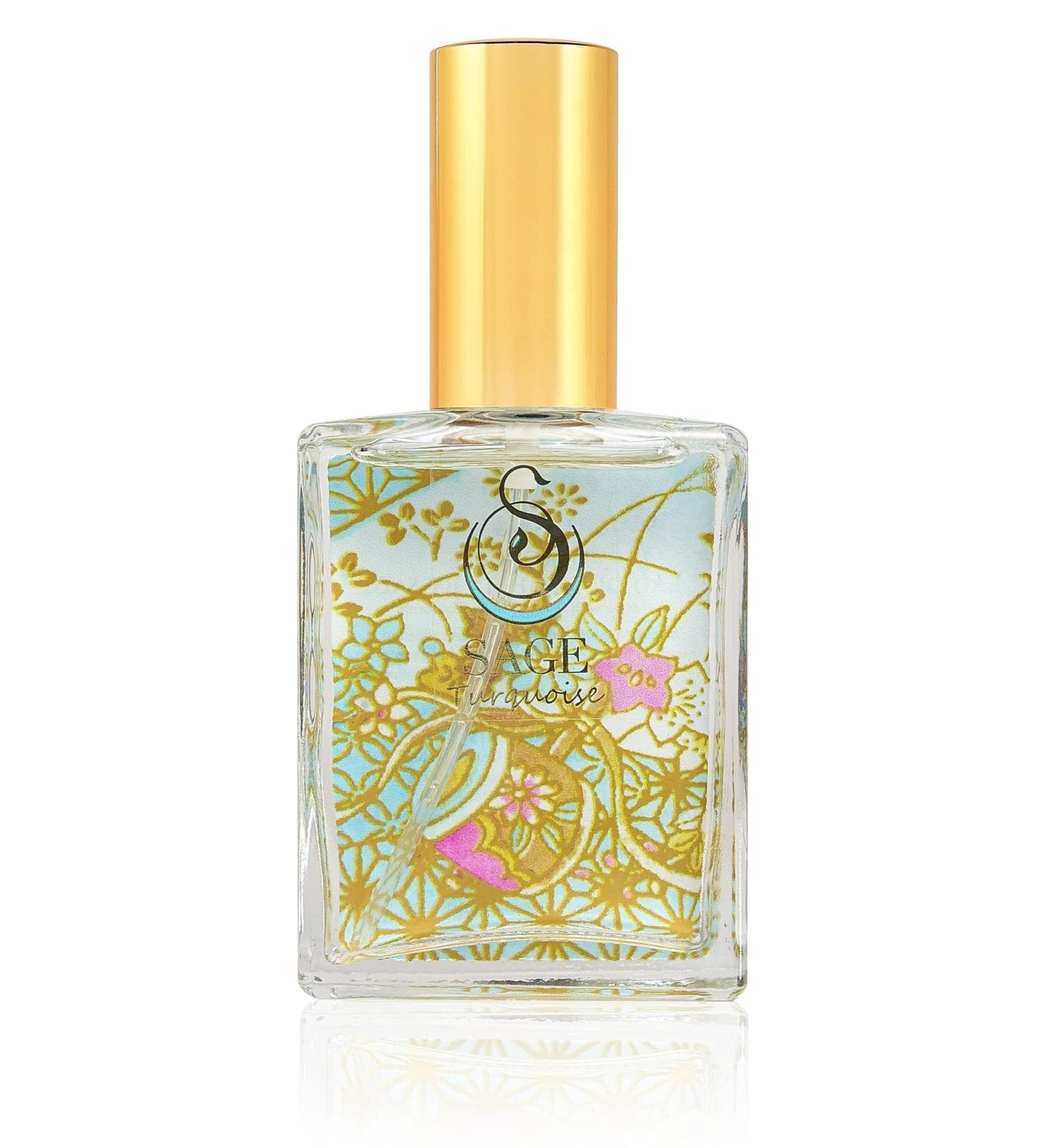 Turquoise Organic Perfume Spray by Sage- 2 oz Vegan & Cruelty-Free Marine Scent Waterflower Musk Blue Chamomile Grapefruit Turquoise 2 oz Eau de Toilette Spray - Buy Online on GoSupps.com
