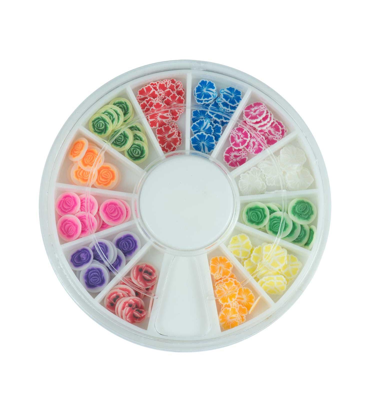 N&BF Wachs Rondell |120 NailArt wax rose slices |Colorful rose discs insert for 3D nail design and decoration |For modeling with UV gel & acrylic |In a practical sorting box
