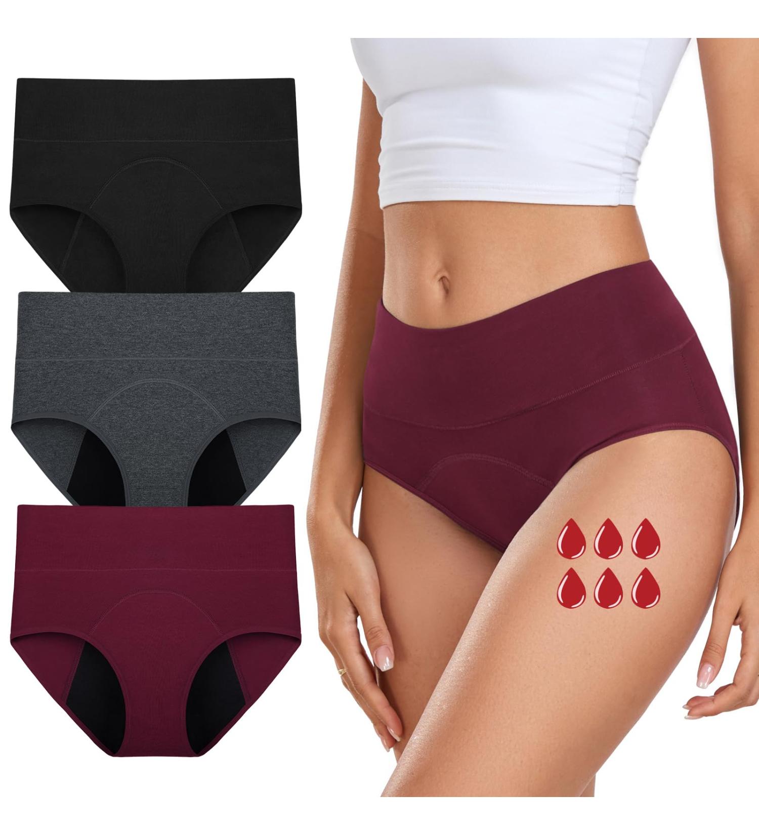 Coskefy Women's Cotton Super High Waist Underpants - 3 Pack Black/Gray/Red | Comfortable & Stylish Underwear - Buy Online on GoSupps.com