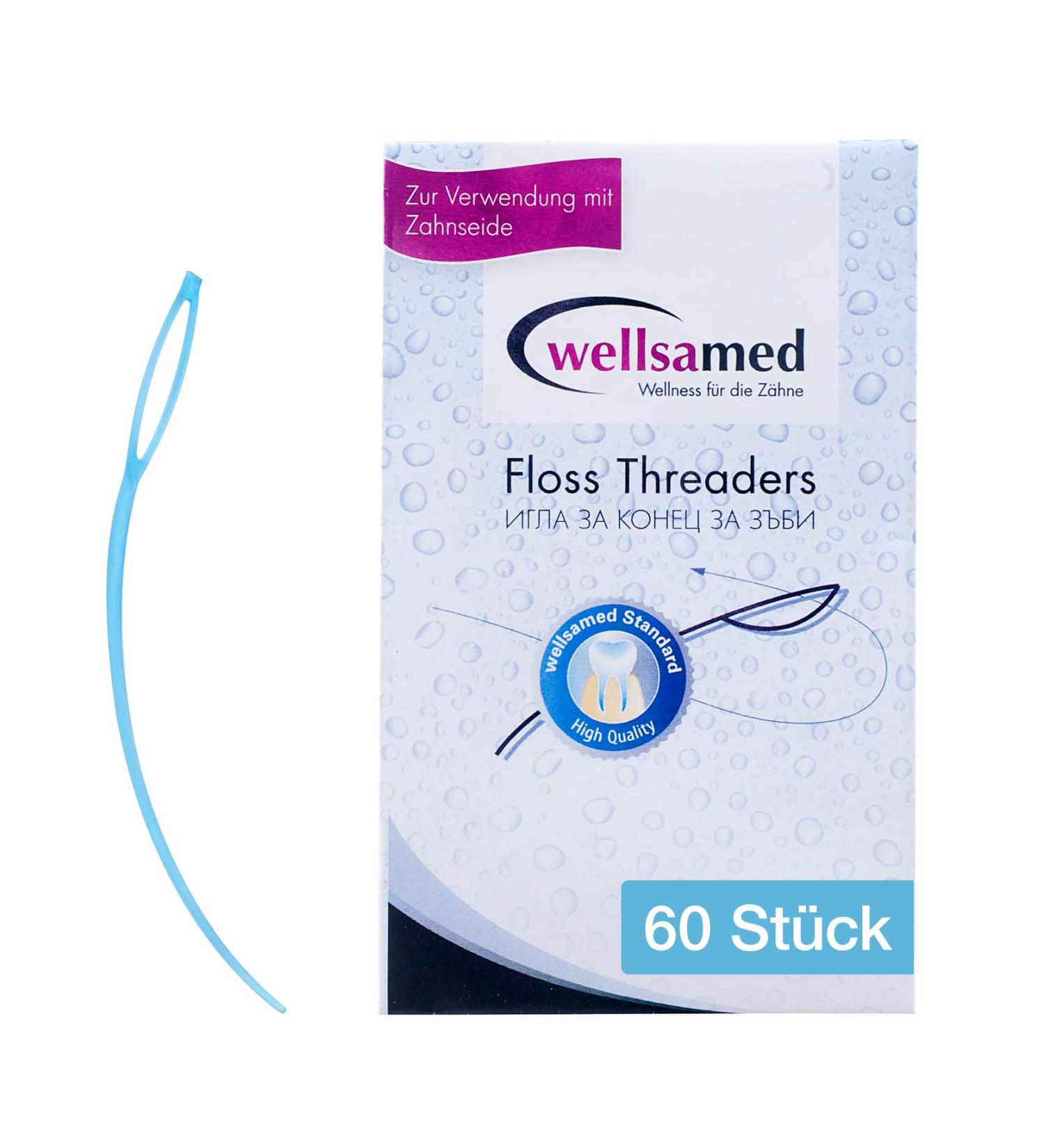 Wellsamed Dental Floss Threaders - Tasteless for Braces Bridges & Implants (60 Pieces 1.00 m) - Optimal Oral Care Solution - Buy Online on GoSupps.com