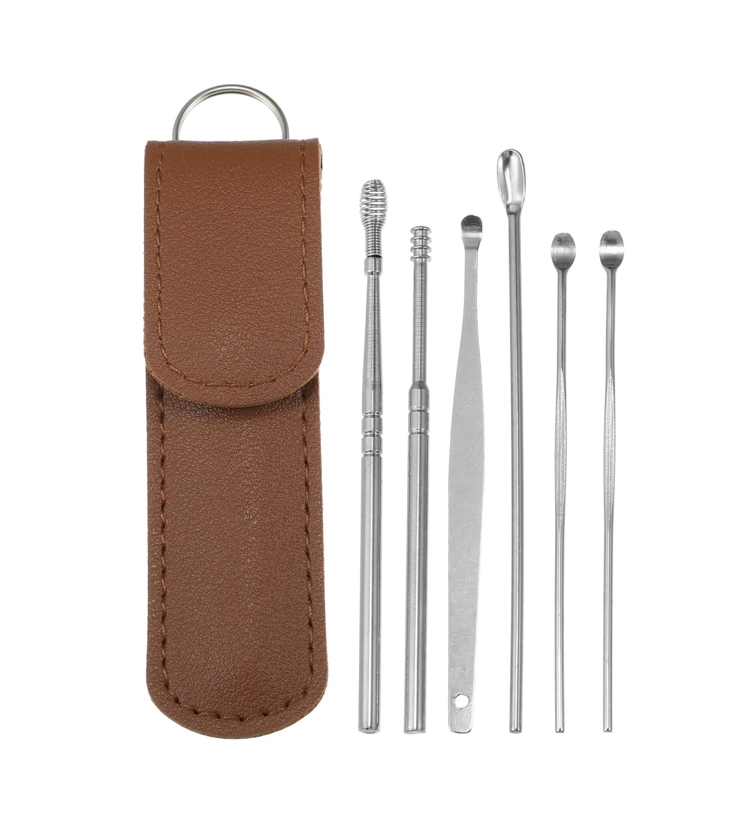 VOCOSTE 6Pcs Stainless Steel Ear Cleansing Tool Set with Faux Leather Packaging - Buy Online on GoSupps.com