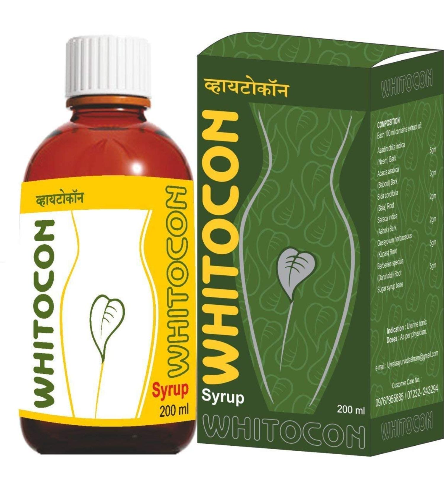 JARA Ujwala Ayurvedashram Whitocon syrup 200ml Ayurvedic white discharge quick discharge syrup - Buy Online on GoSupps.com