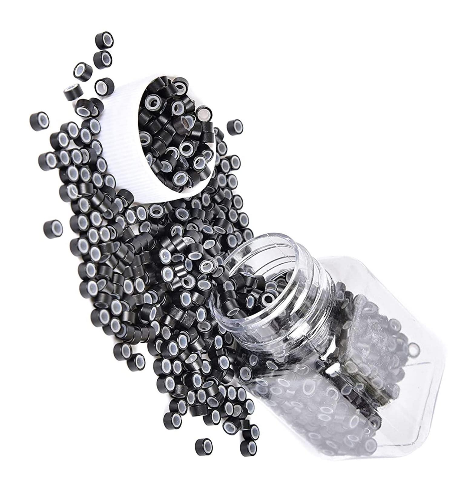 500pcs 5mm Silicone Hair Extension Micro Link Beads - Black | Human Hair Tool - Buy Online on GoSupps.com