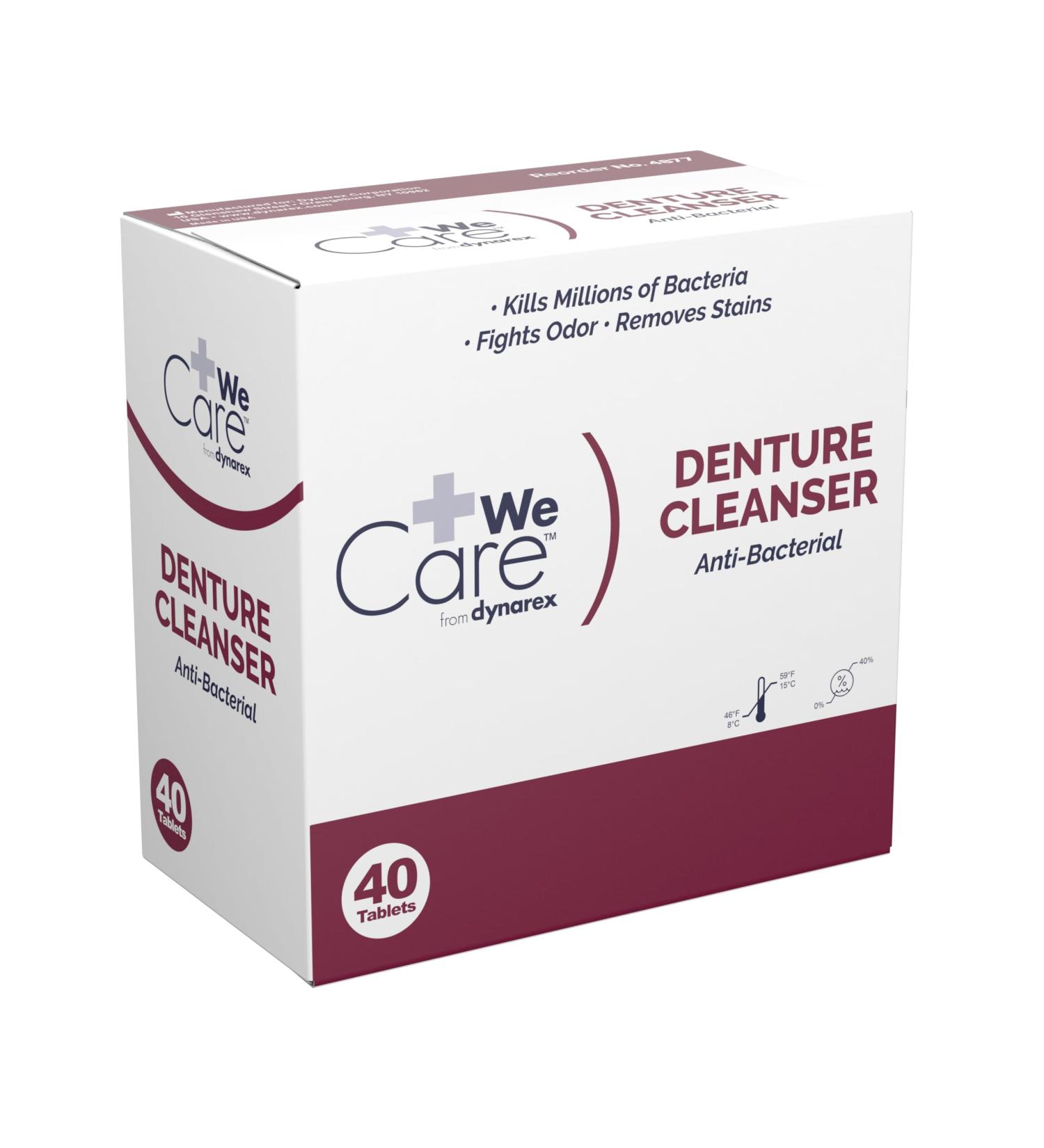 Dynarex Denture Cleanser Tablets - Peppermint Odor & Stain Removal - 40 Individually Wrapped Tablets per Box - Case of 24 Boxes - International Shipping Available - Buy Online on GoSupps.com
