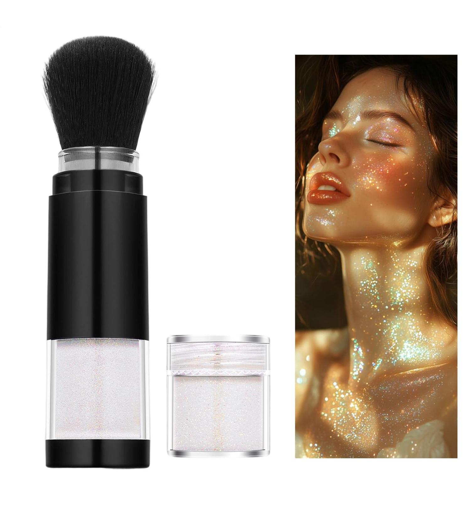 Face Glitter | Powder Glitter for Neck and D collet Makeup | Compact Face Highlighter Waterproof Lip Highlighter for Neck and Eye Area - Buy Online on GoSupps.com
