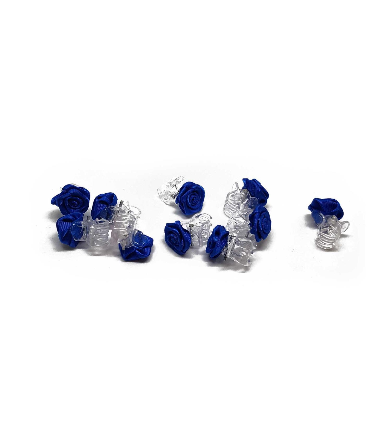 5 Blue Roses Hair Clips - Bridal Hair Accessories | Rose Hair Clips Pack of 5 - Buy Online on GoSupps.com