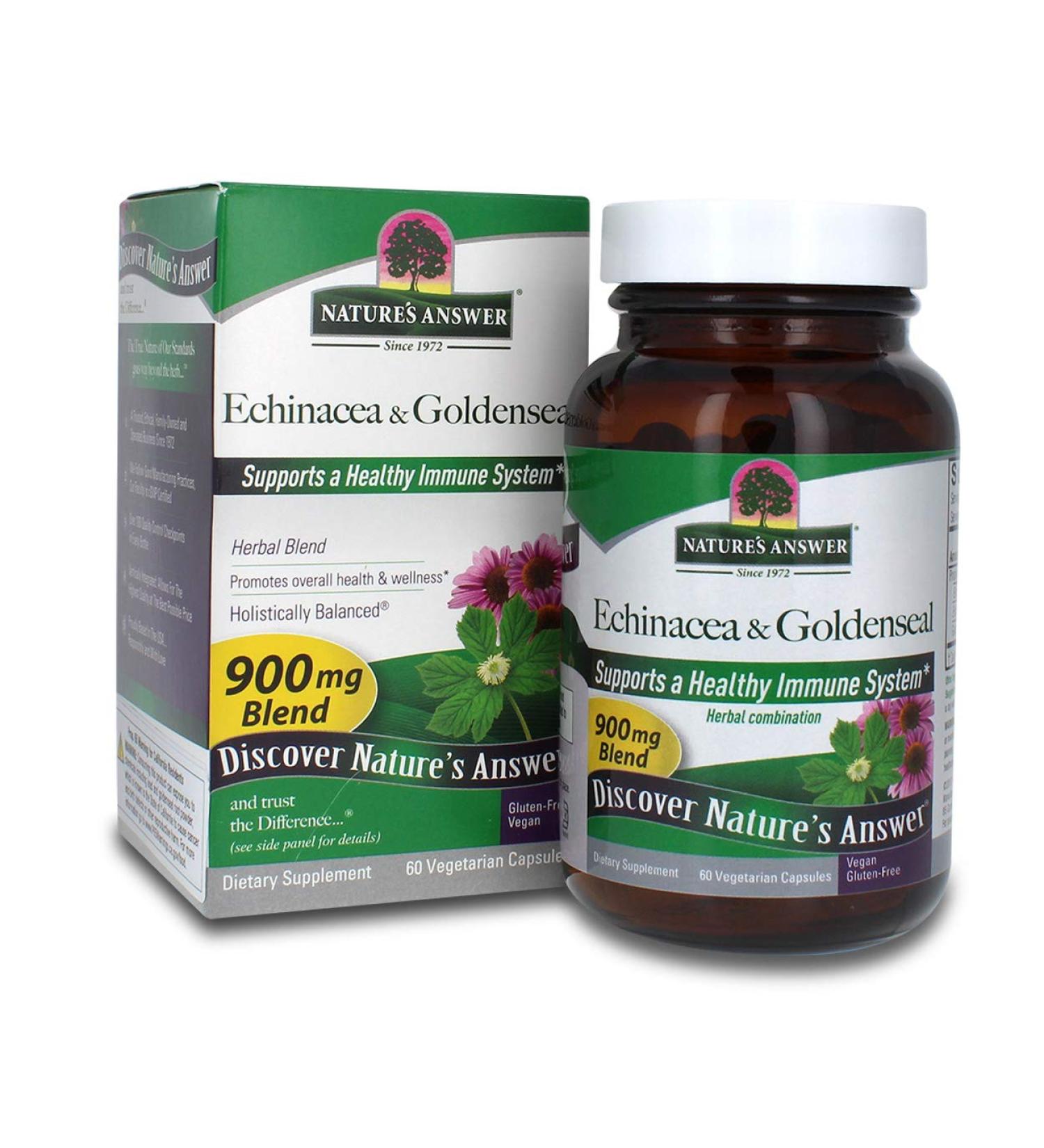 Nature's Answer Echinacea Goldenseal Vegetarian Capsules | Immune Support | 60 Count - Buy Online on GoSupps.com