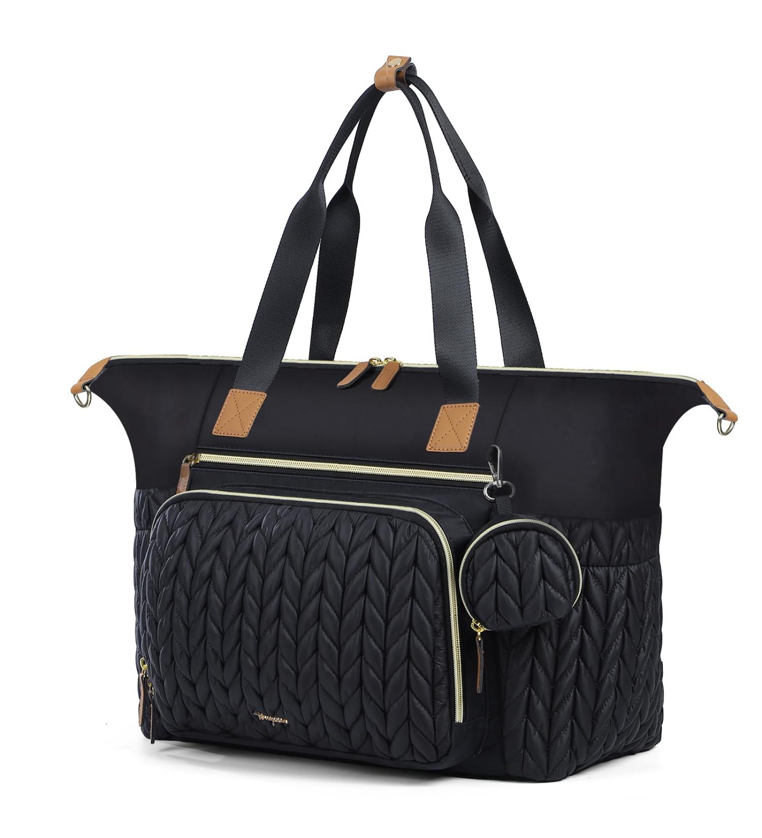 Tonyeee diaper bag with pacifier bag and diaper pad shoulder bags multifunction baby bag for large travel diaper bag for mom and dad isolated bags (black 1) ... black-407