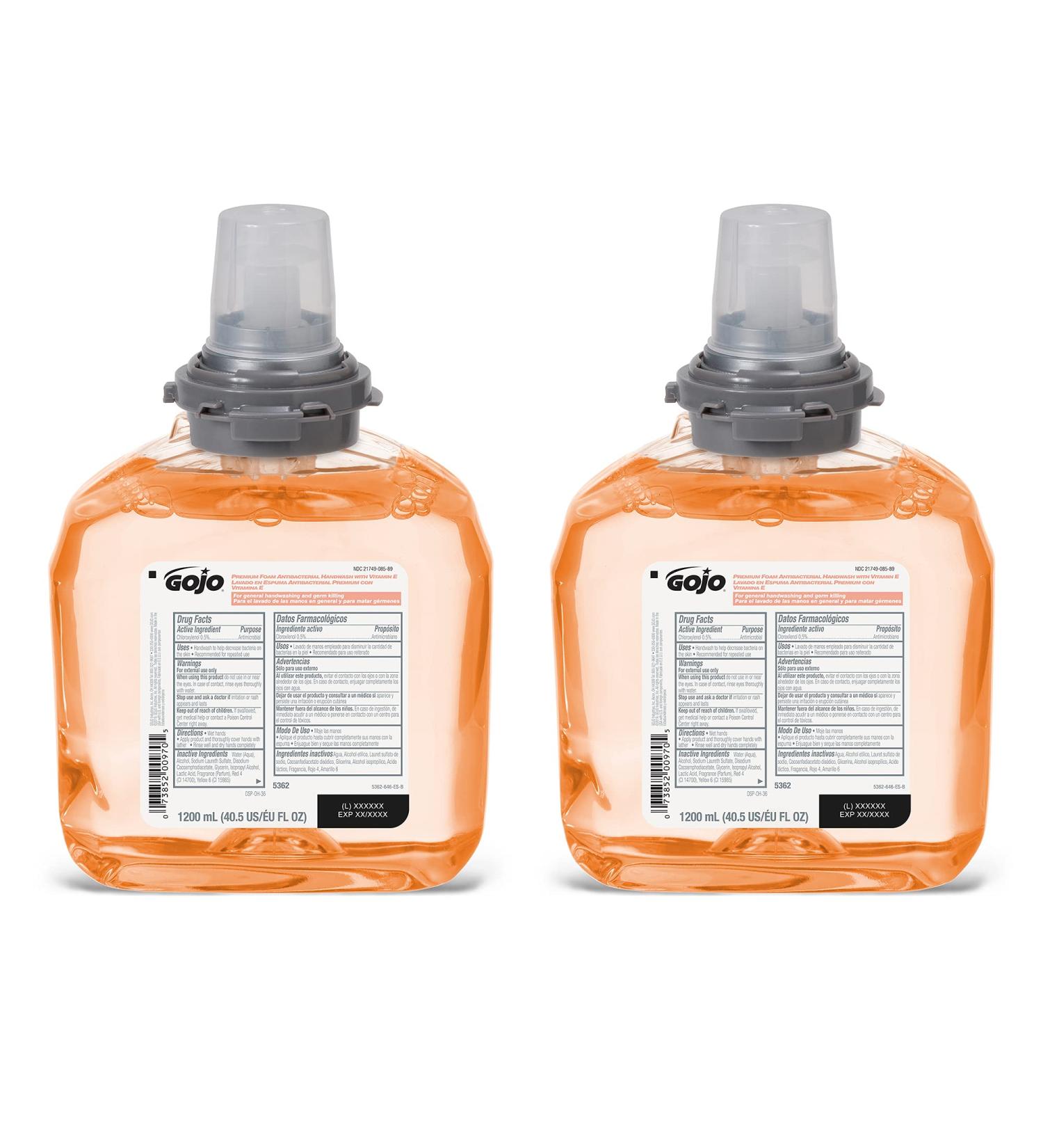 GOJO TFX Premium Antibacterial Handwash Refills, Fresh Fruit Scent, 1200 mL - Pack of 2 - Buy Online on GoSupps.com