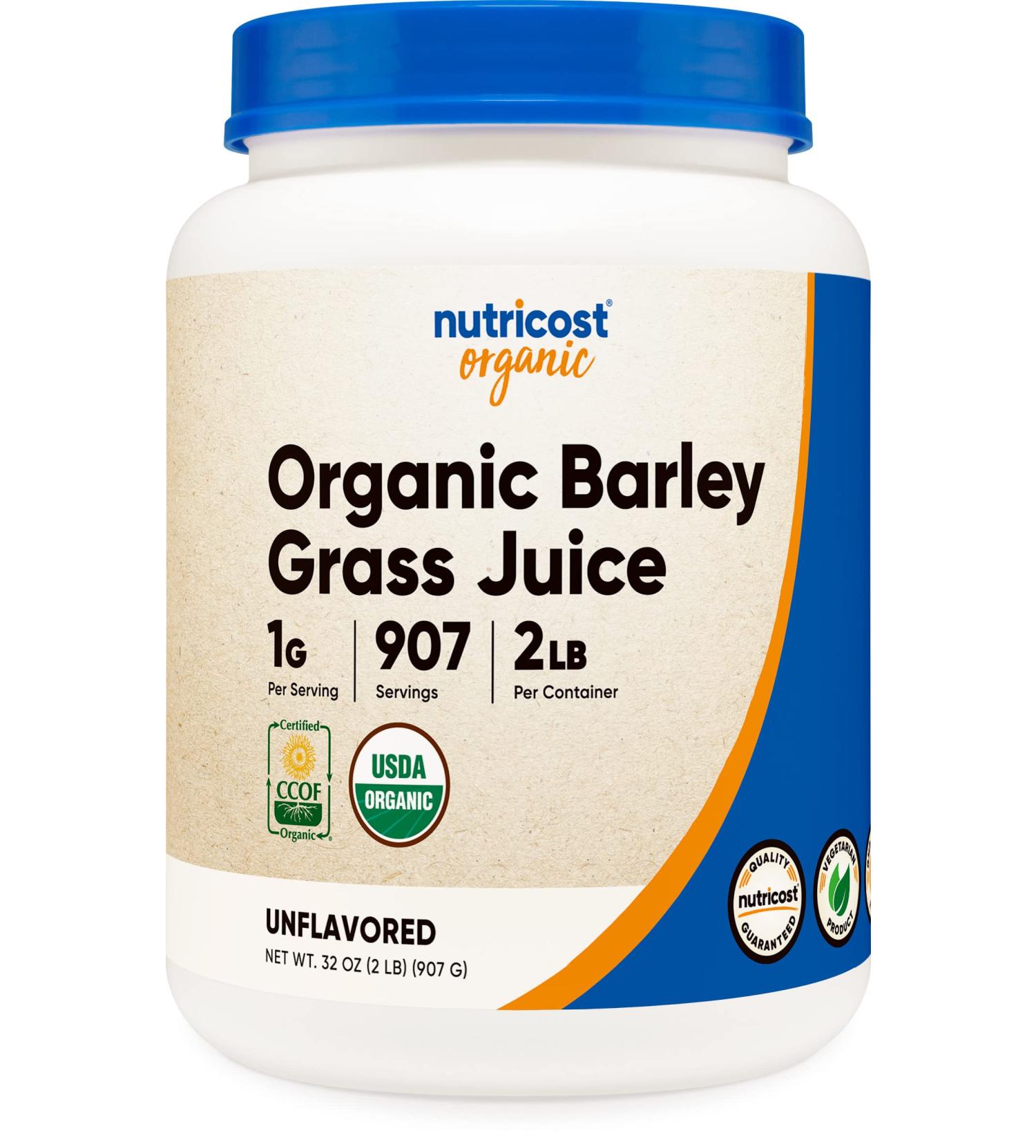 Nutricost Organic Barley Grass Juice Powder 2 LB (32oz) - USDA Certified Organic - Buy Online on GoSupps.com