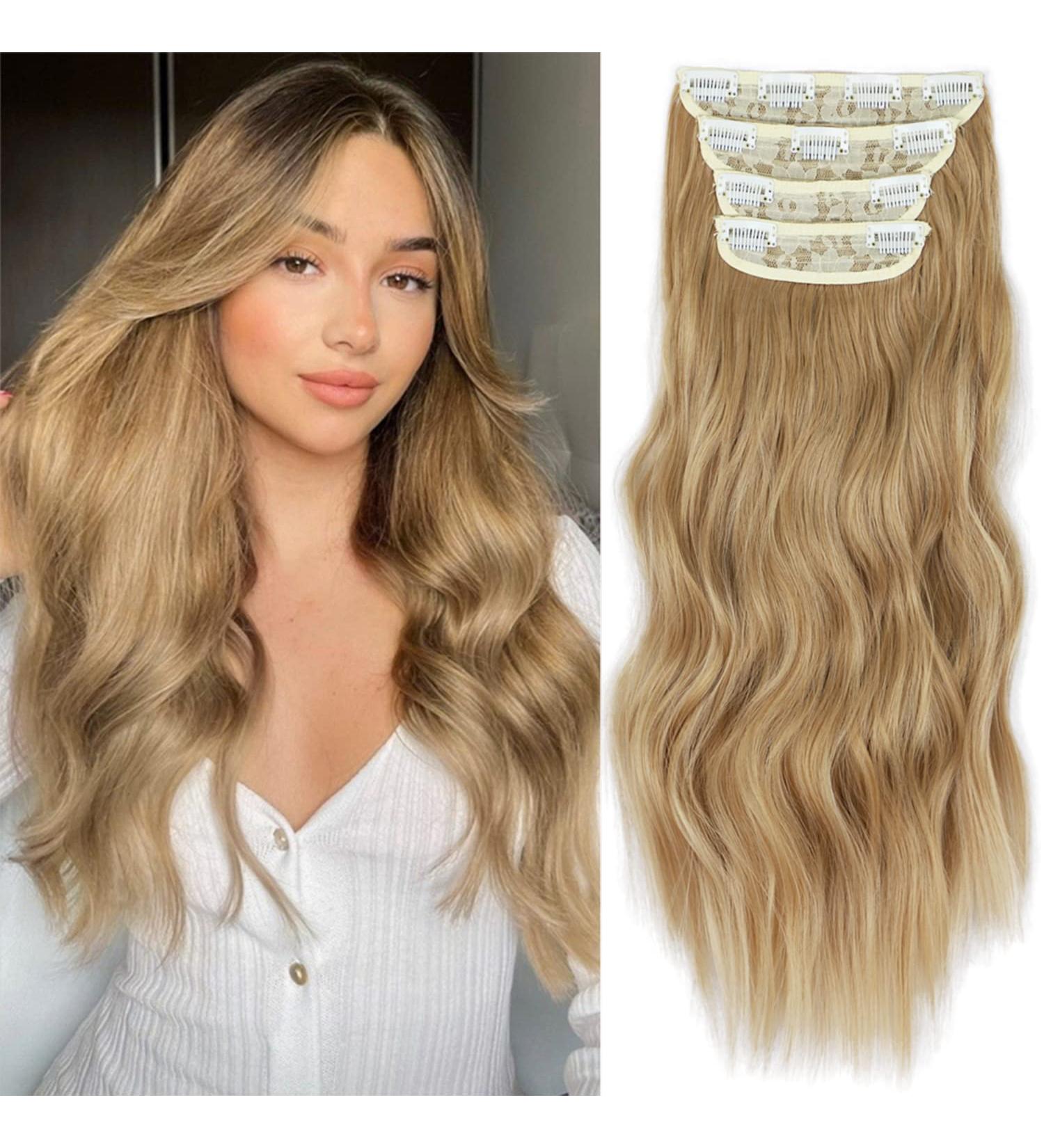 Clip-In Ombre Blonde Hair Extensions - Affordable Synthetic Double Weft 50cm 200g - Realistic Braid & Hair Part for Women - Buy Online on GoSupps.com