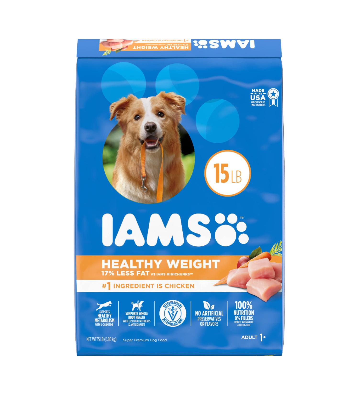 Iams Chicken Adult Dry Dog Food 15lb - Healthy Weight Formula - Buy Online on GoSupps.com