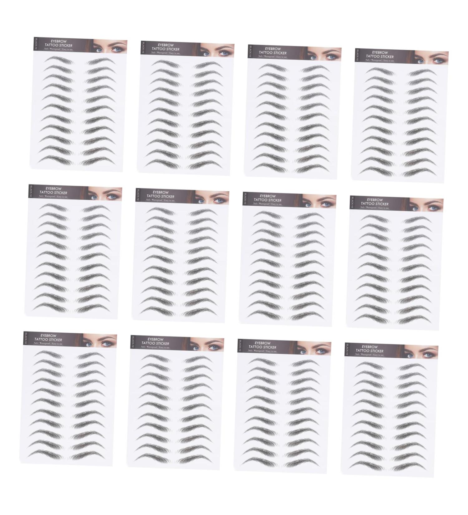 Housoutil Black Makeup 12 Sheets Waterproof Eyebrow Stickers Imitation Eyebrow Sticker Eyebrow Tool Make up 3d Makeup Tools - Buy Online on GoSupps.com