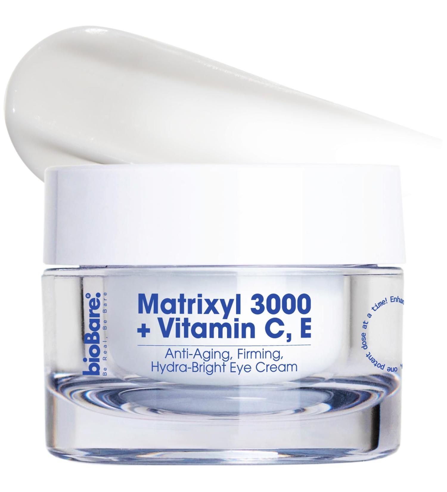 bioBare Matrixyl 3000 + Vitamin C & E Eye Cream Anti-Aging Peptide Eye Treatment for Wrinkles Dark Circles & Puffiness Hydrating Cream with Hyaluronic Acid AHAs & Botanical Oils 15ml - Buy Online on GoSupps.com