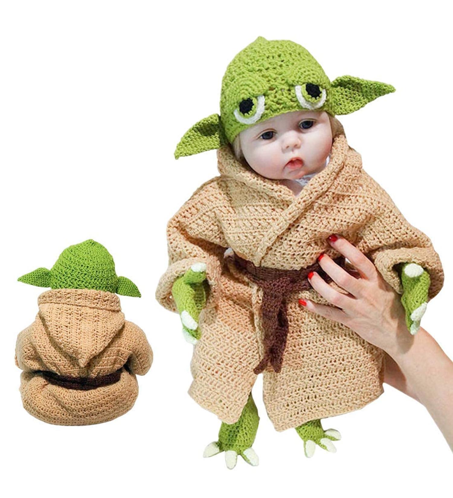 Handmade Crochet Star Wars Yoda Baby Costume Set - Newborn Photography Prop in Green - Buy Online on GoSupps.com