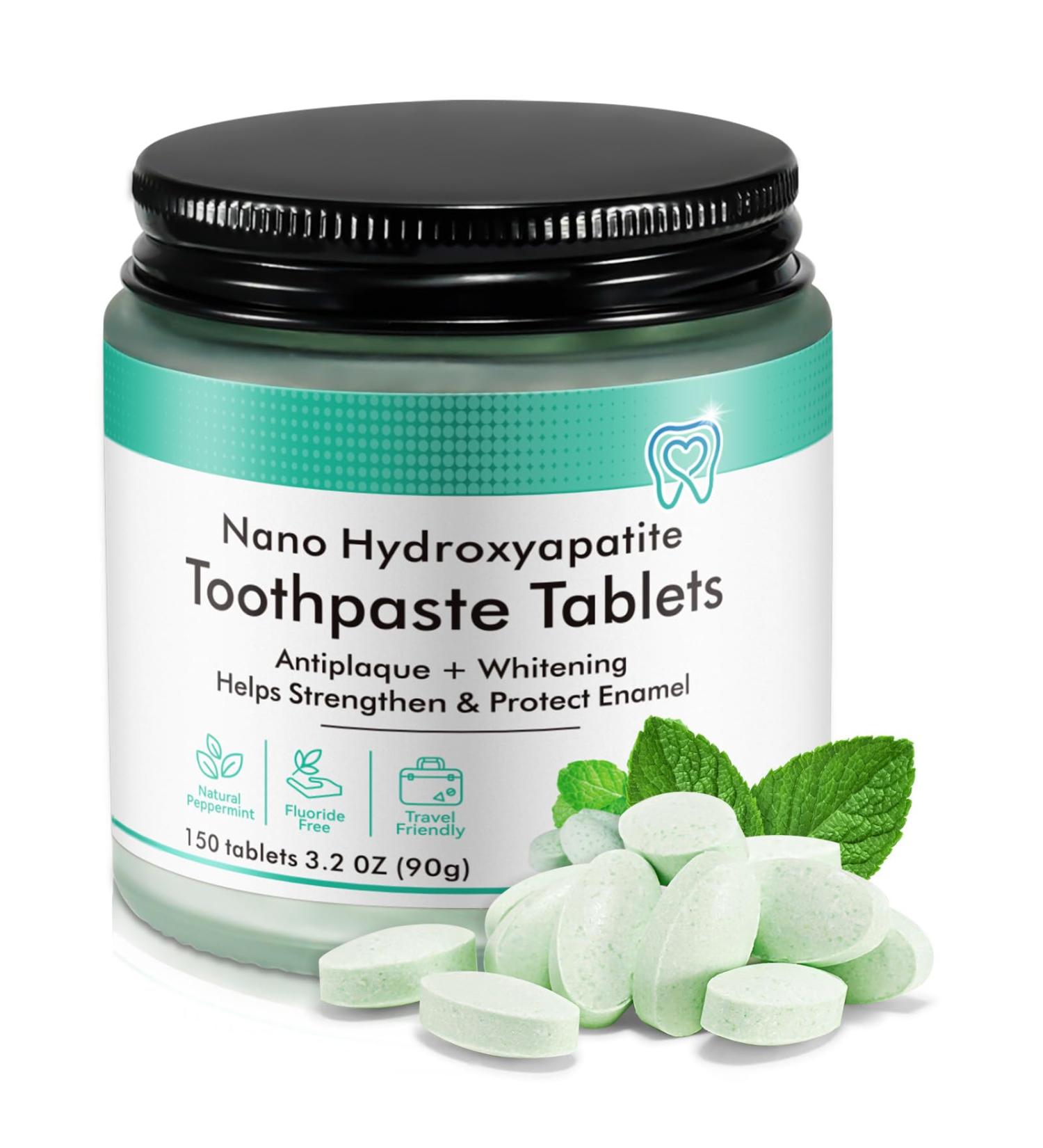 150P Toothpaste Tablets-Nano Hydroxyapatite Toothpaste Chewable Toothpaste Tablets for Sensitive Teeth Flouride&Plastic Free Friendly Travel Tabs-3.2 0Z - Buy Online on GoSupps.com