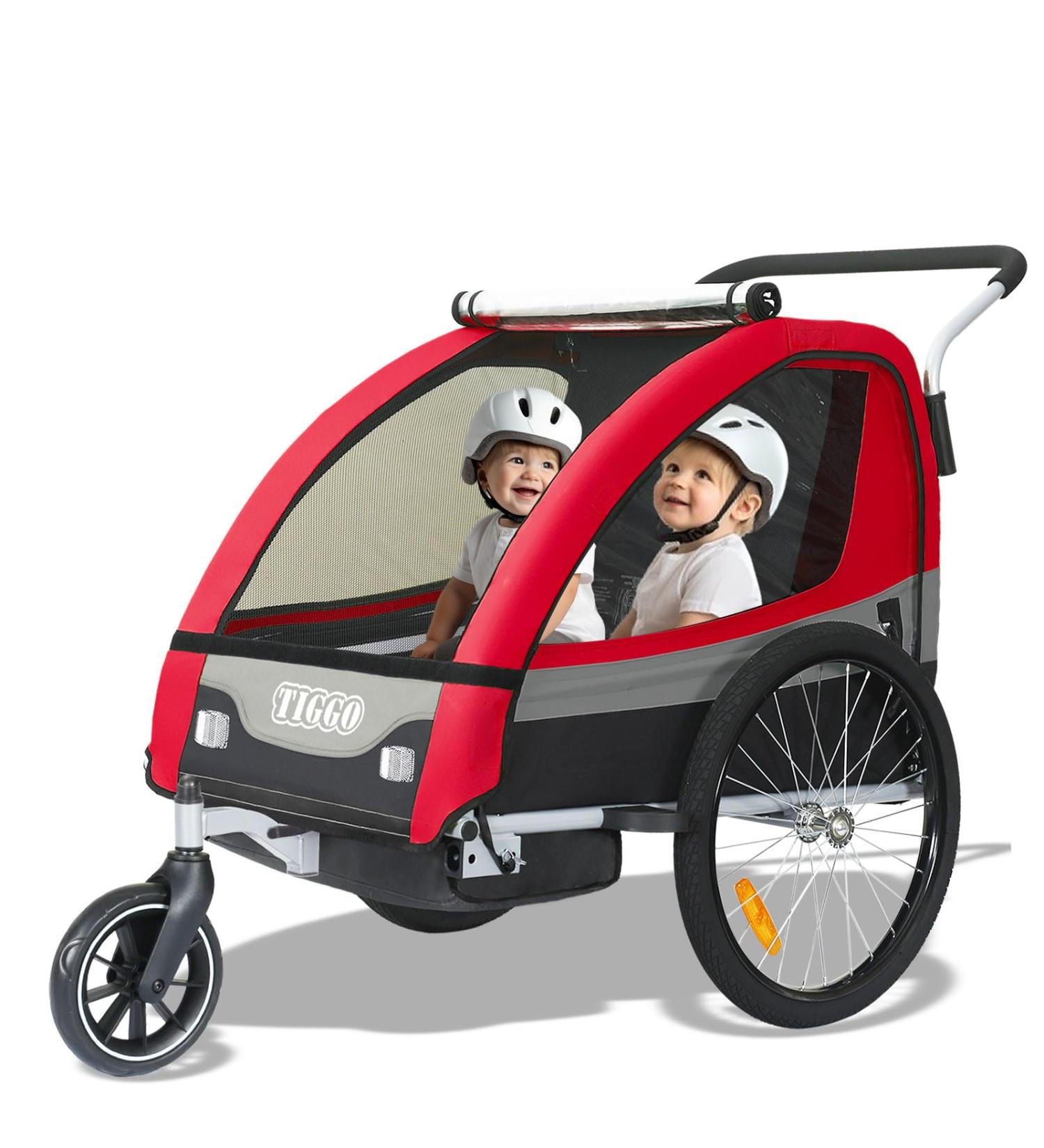Tiggo 2-in-1 Children's Bicycle Trailer & Jogger | International Shipping | Red Color - Model 50402 - Buy Online on GoSupps.com