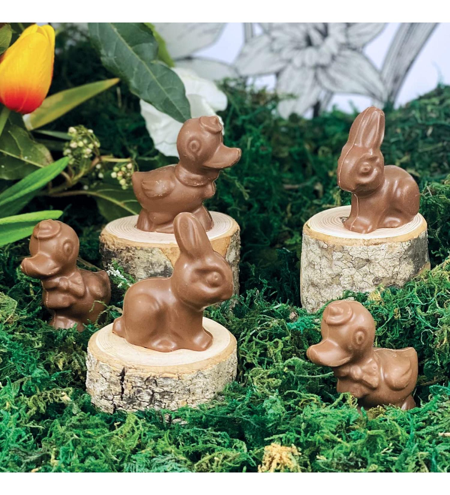 Set of 5 Mini Easter Chocolate Moulding Milk Chocolate 5 x 15g = 75g – Easter Chocolate – 100% Handmade in France – Chocolate Rabbit Hen Bell Chick Egg