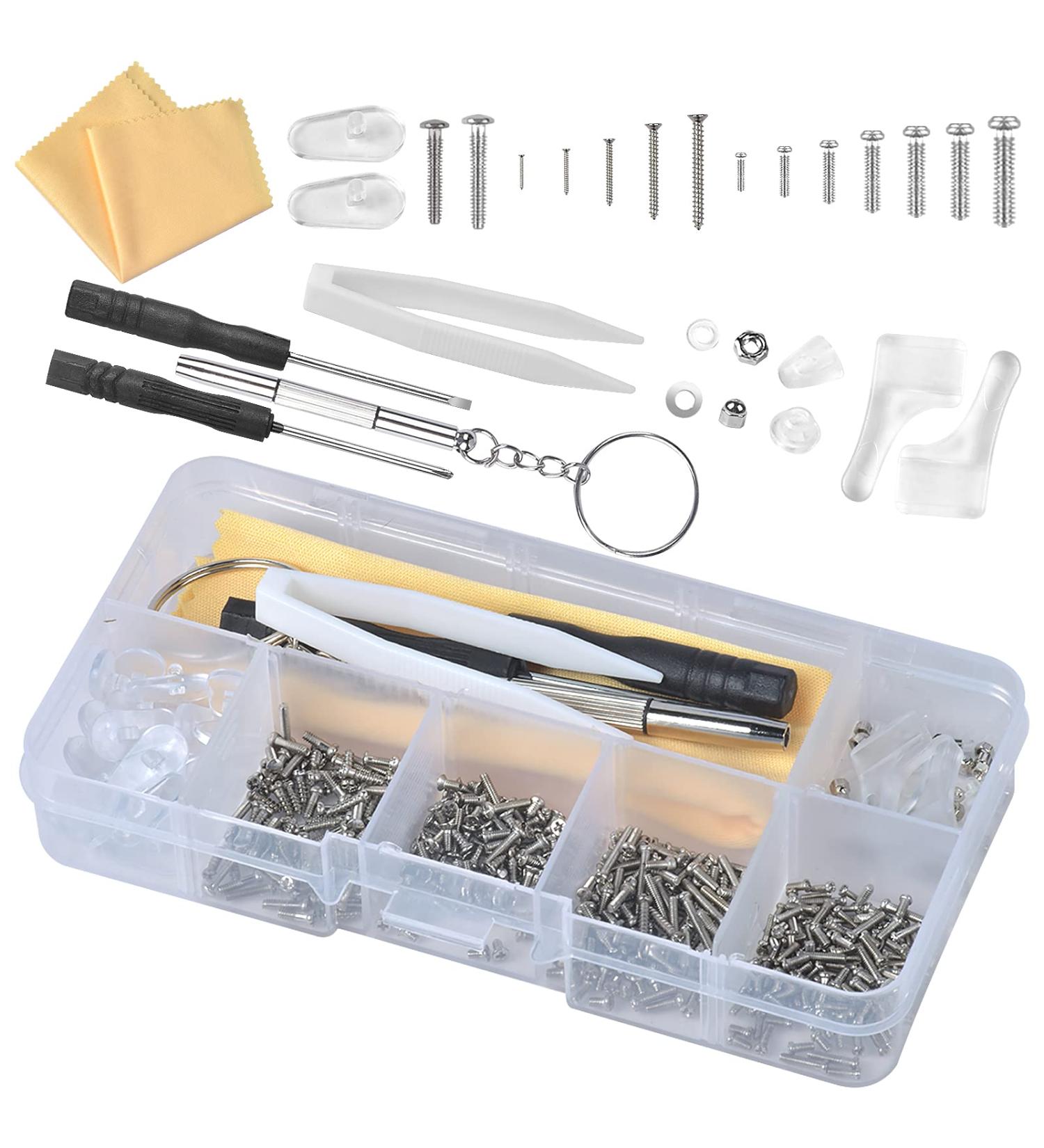 Premium 500-Piece Glasses Repair Set with Screws Nose Pads & Tools - Complete Eyewear Maintenance Kit for Easy International Shipping - Buy Online on GoSupps.com