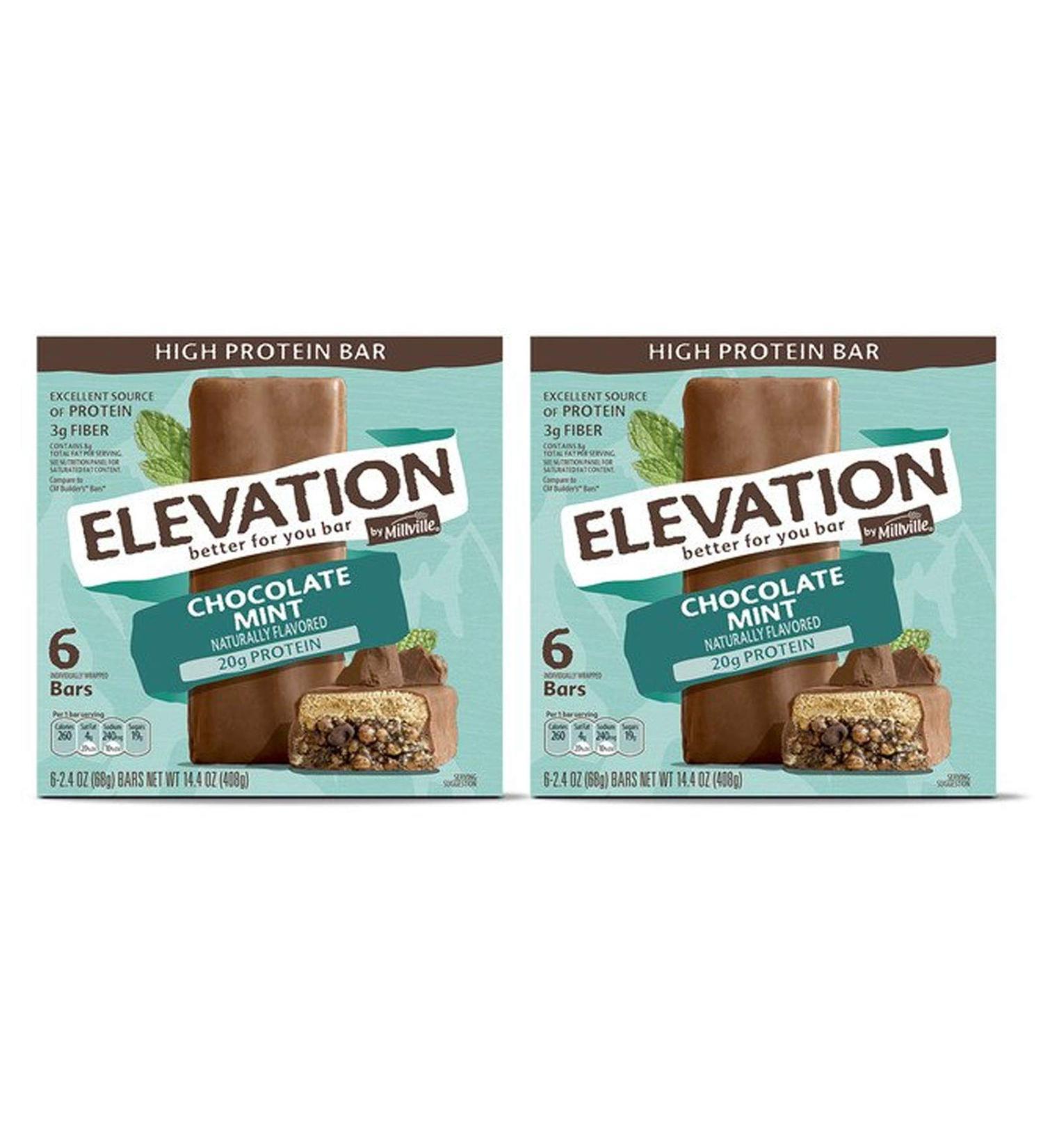 Millville Elevation Protein Bars Snack Endulgent Treat 1.4oz Bars 5g Protein (Chocolate Mint 2 Pack (10 Bars))