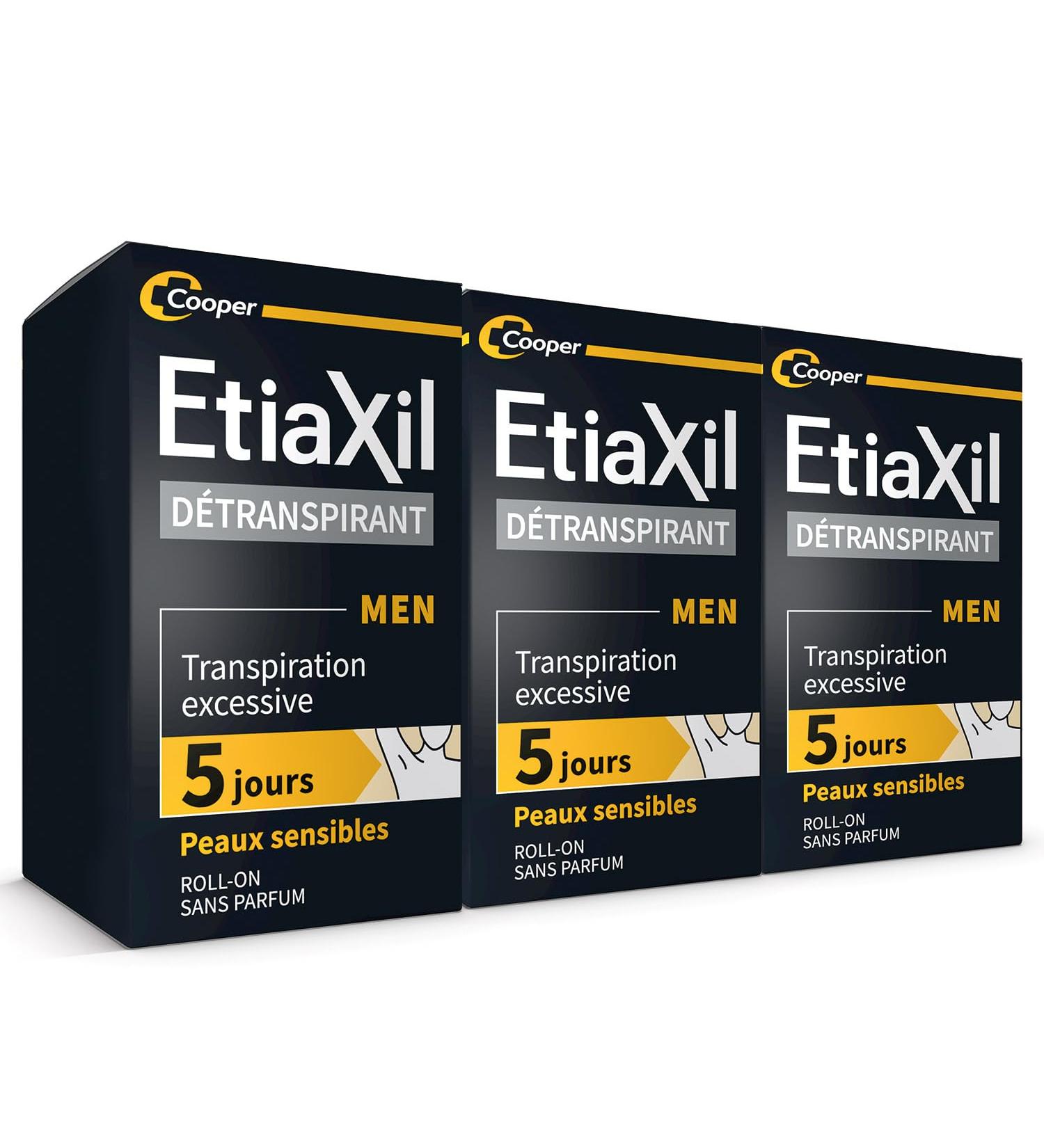 ETIAXIL Deodorant Antiperspirant Men Excessive Sweating Treatment Armpits MEN Sensitive Skin 5-day effectiveness 3x15 ml - Buy Online on GoSupps.com