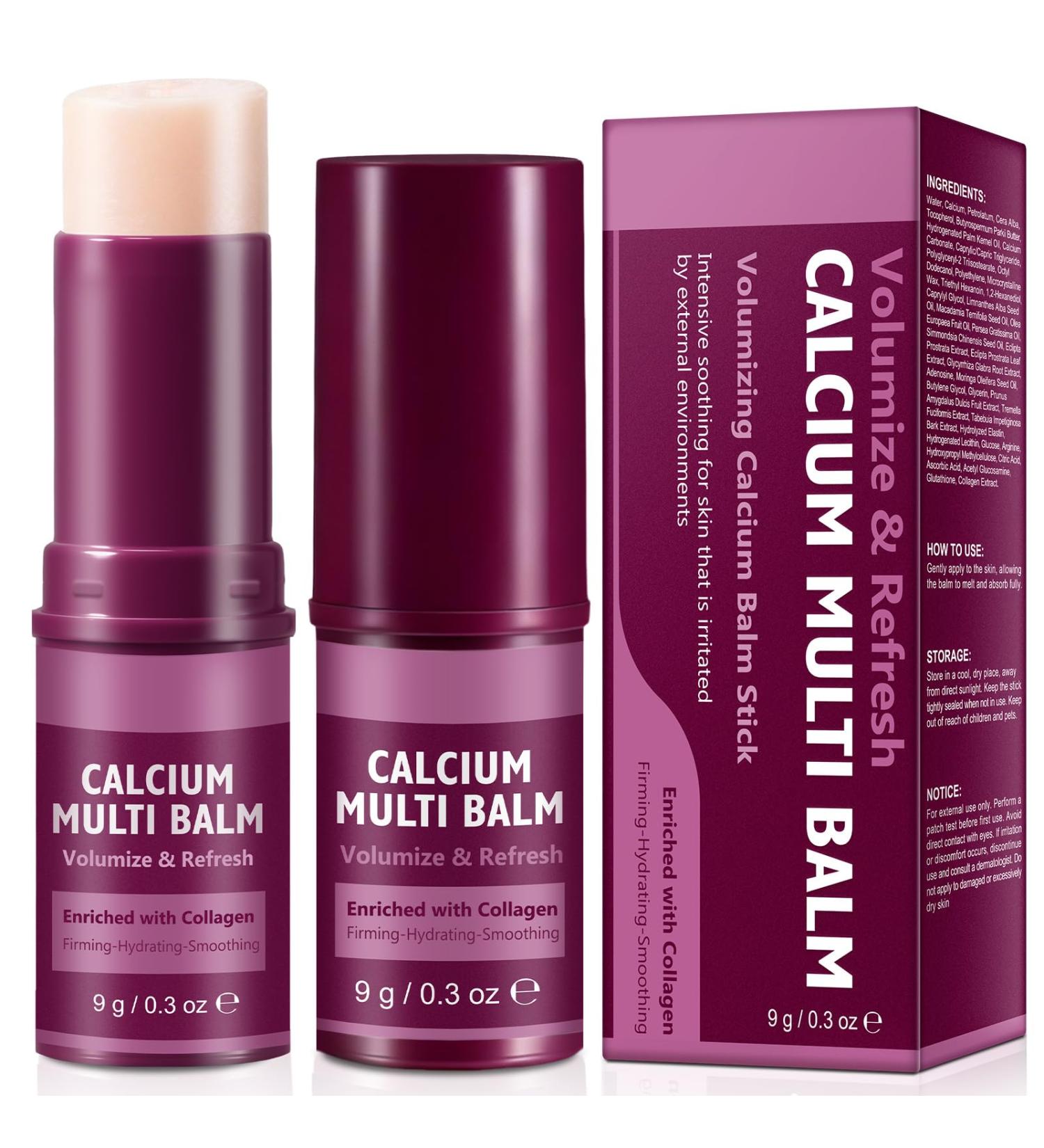 2PCS Calcium Multi Balm Stick Calcium Volume Multi Balm Stick Firming Hydrating & Smoothing Collagen Moisturing Stick for Eyes Face & Neck 1 Count (Pack of 2) - Buy Online on GoSupps.com