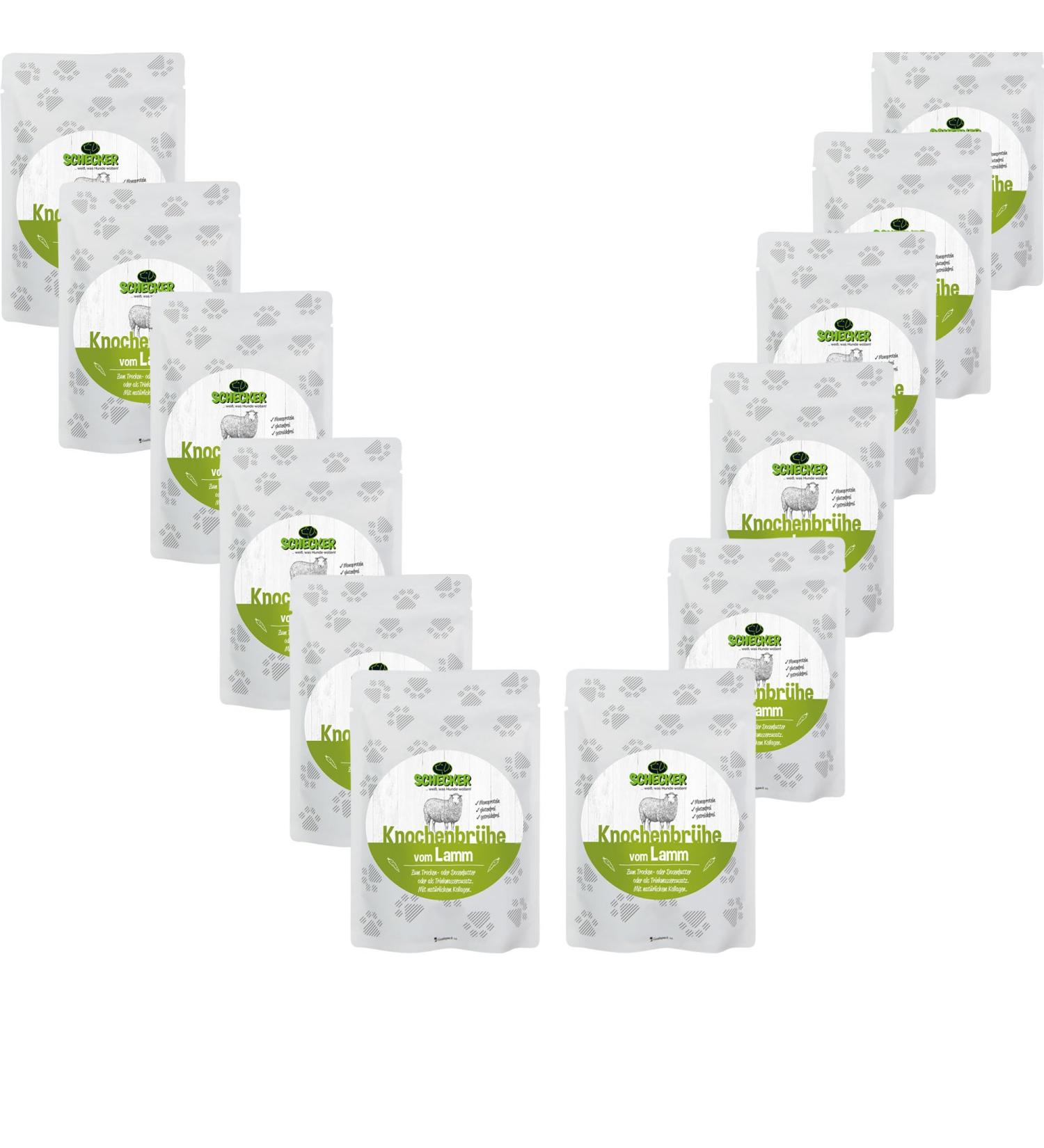 Buy Schecker Bone Broth for Dogs - 12x100ml Wet Food Topping with Lamb | Enhance Dog Meals & Nutrition - Buy Online on GoSupps.com