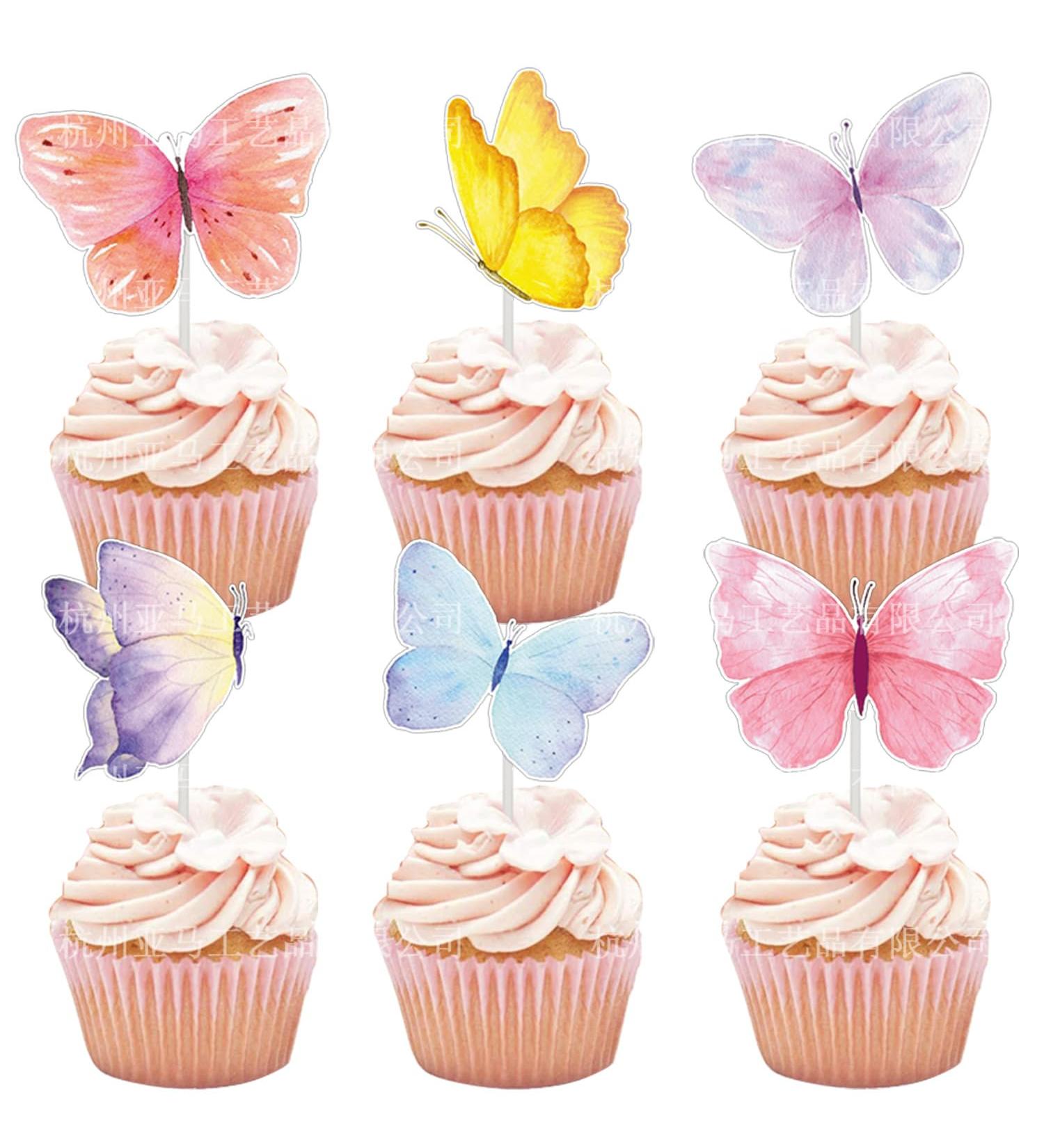 12PCS Butterflies Cupcake Topper Pink Butterfly Cupcake Toppers Cake Topper Cake Decorations DIY Happy Birthday Decorations for Birthday Celebration Kids Boys Girls Party Supplies - Buy Online on GoSupps.com
