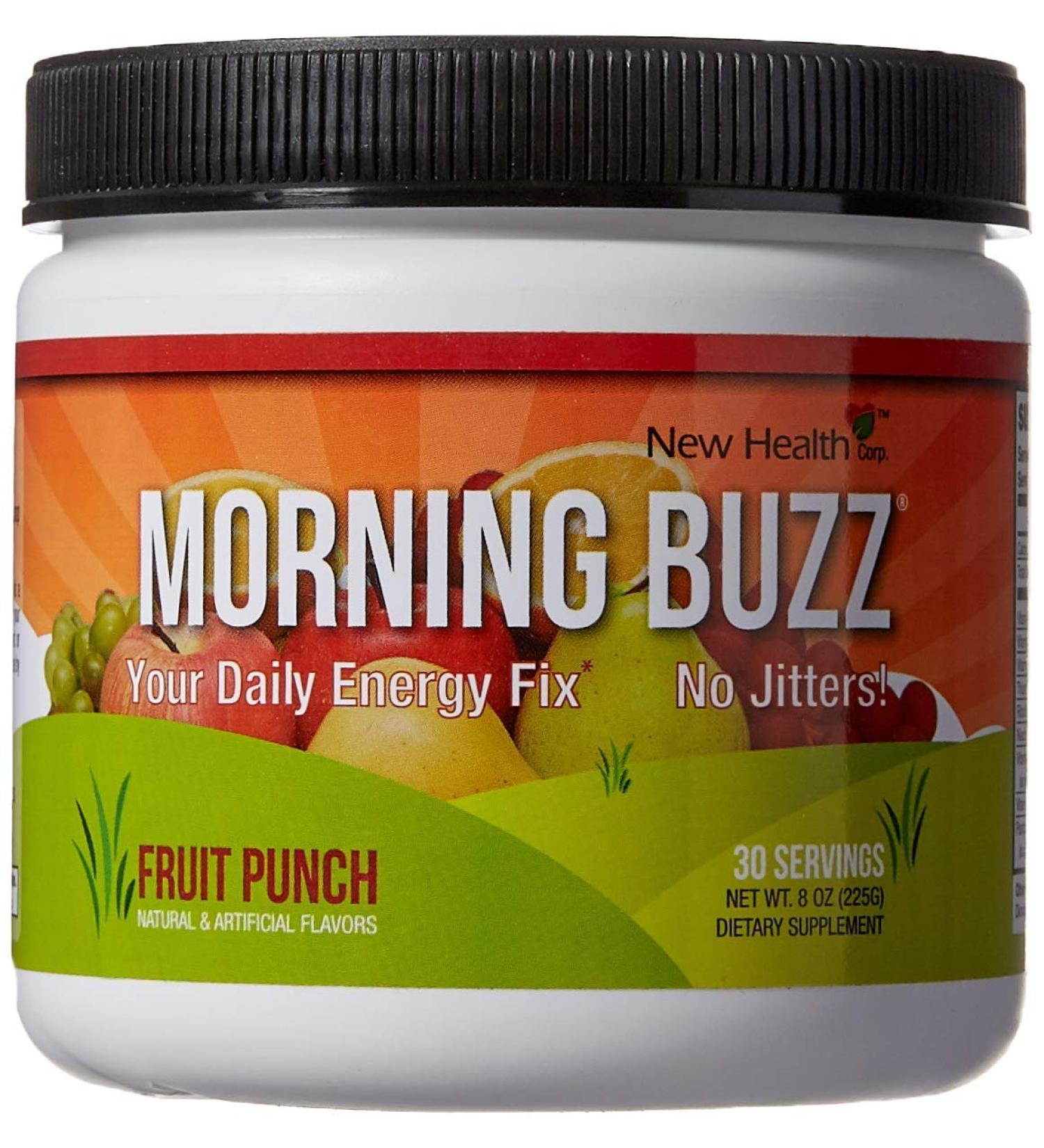 Morning Buzz Energy Drink Powder | Sports Nutrition for Endurance | Supports Mental Clarity & Metabolism | 8oz, 30 Servings - Fruit Punch - Buy Online on GoSupps.com