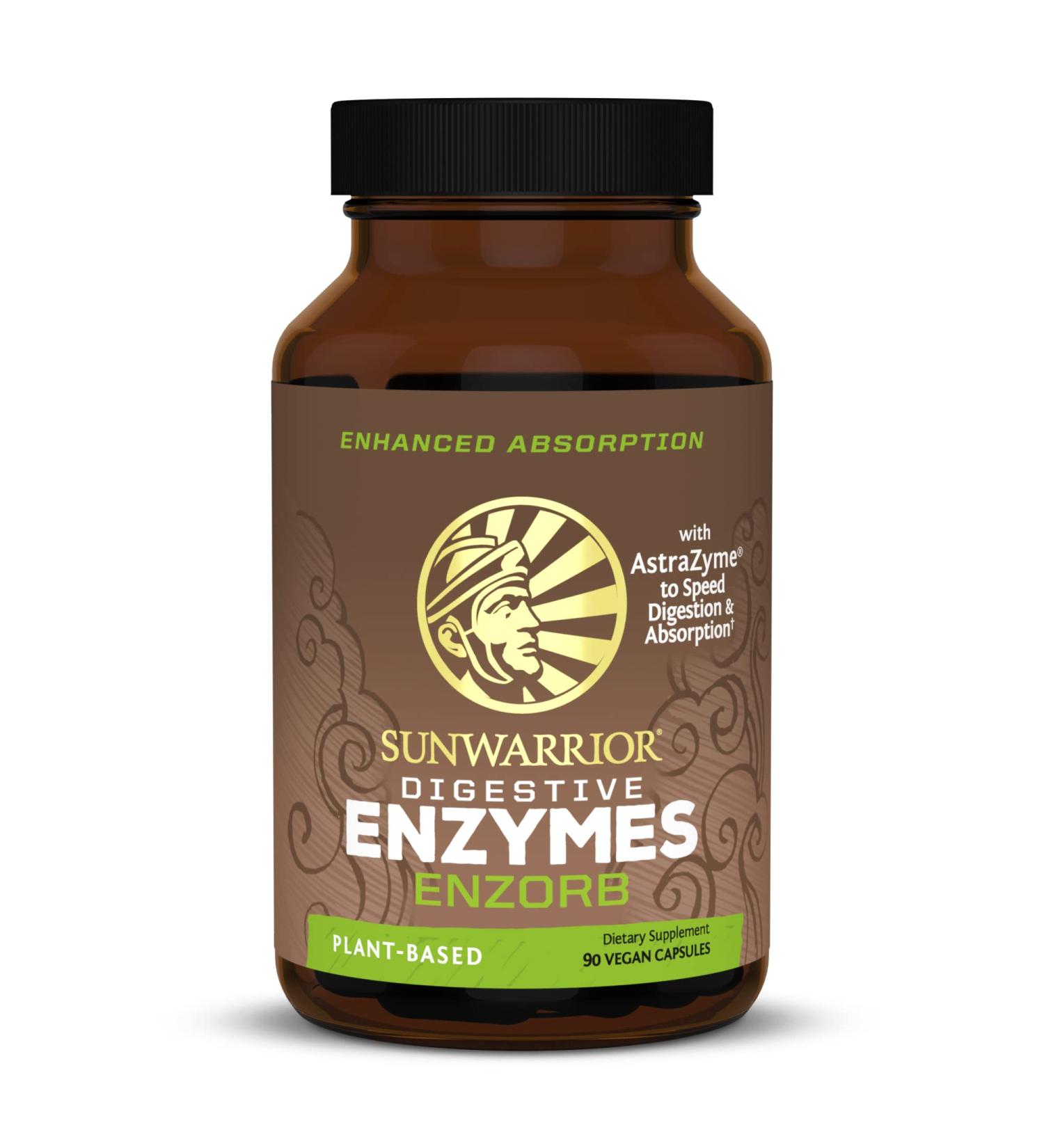 Sunwarrior Enzorb Digestive Enzymes - 90 Vegan Capsules for Optimal Digestion - Buy Online on GoSupps.com