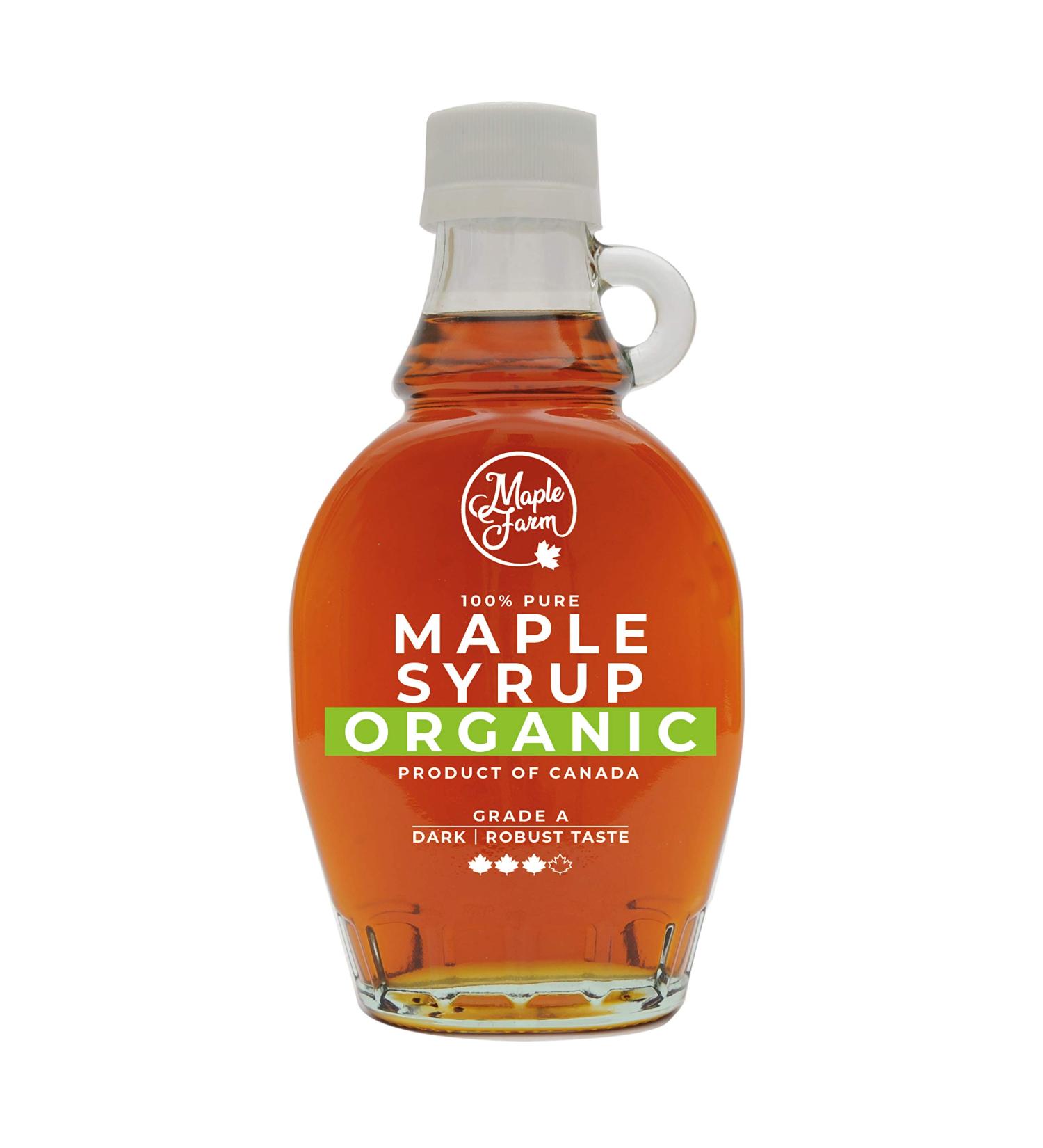  MapleFarm MapleFarm - Organic Canadian Maple Syrup Dark - 189ml (250g) - Grade A - BIO Maple Syrup - Canadian Maple Syrup - Pancake Syr - Buy Online on GoSupps.com