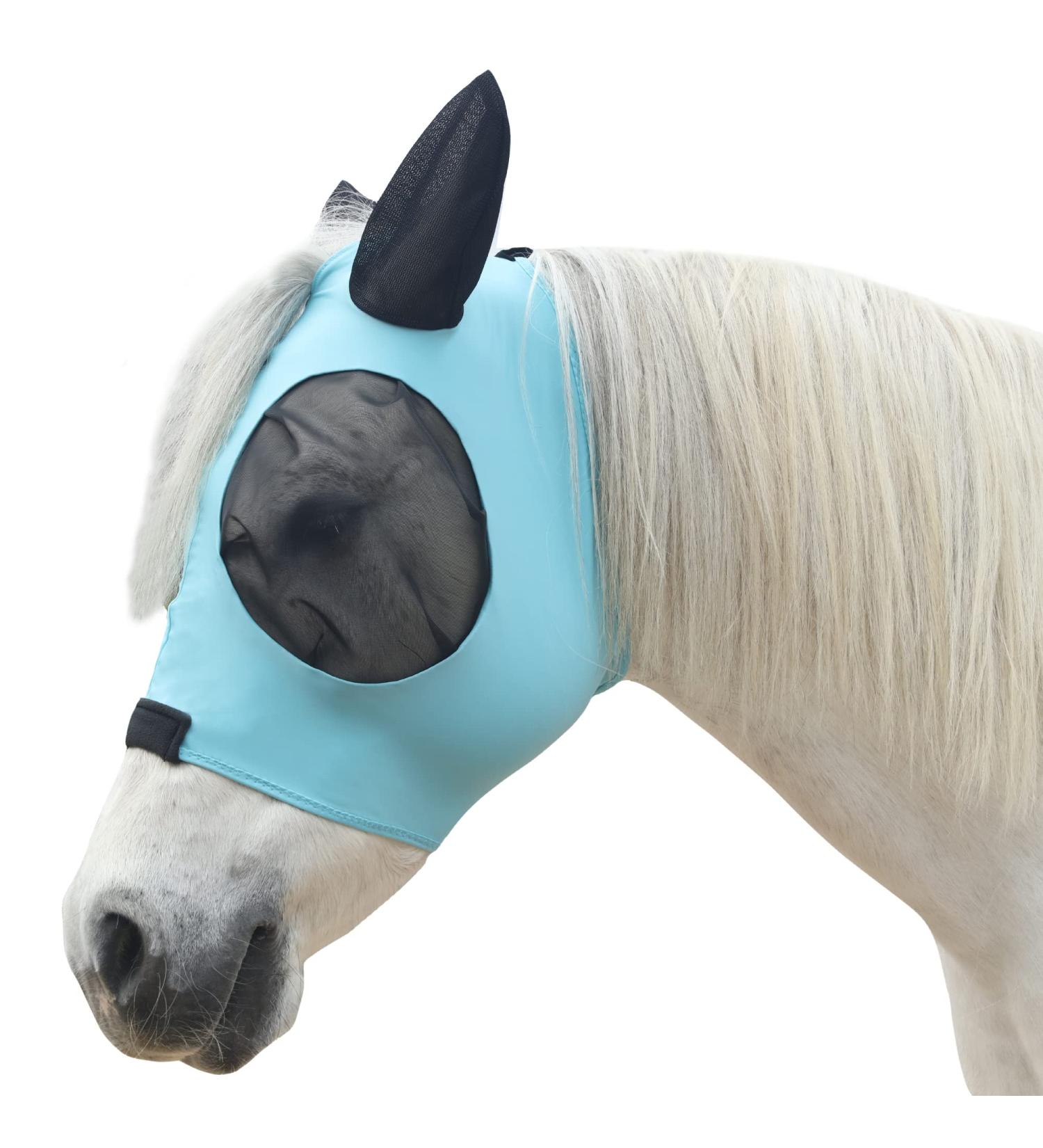 LEAFOREST Horse Mesh Fly Mask with Ears Soft Lycra Mesh Mask Anti-UV with Ears Pacific Blue Cob Cob Pacific Blue - Buy Online on GoSupps.com