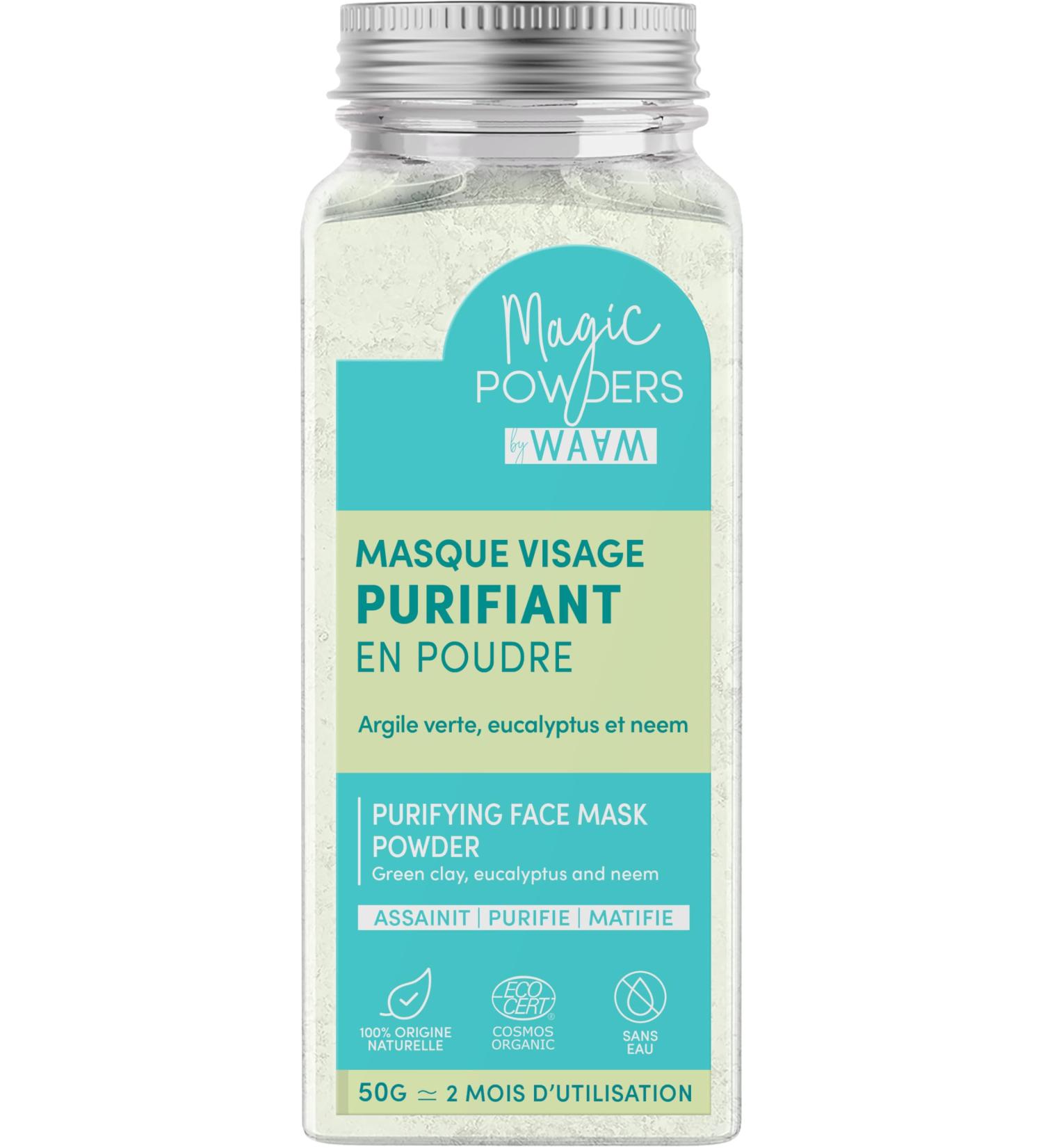 WAAM Cosmetics Masque Visage Purifiant en Poudre Bio - 50G - Pour Peaux Mixtes Grasses ou Imperfections - Purifie R quilibre Assainit et Matifie - Buy Online on GoSupps.com