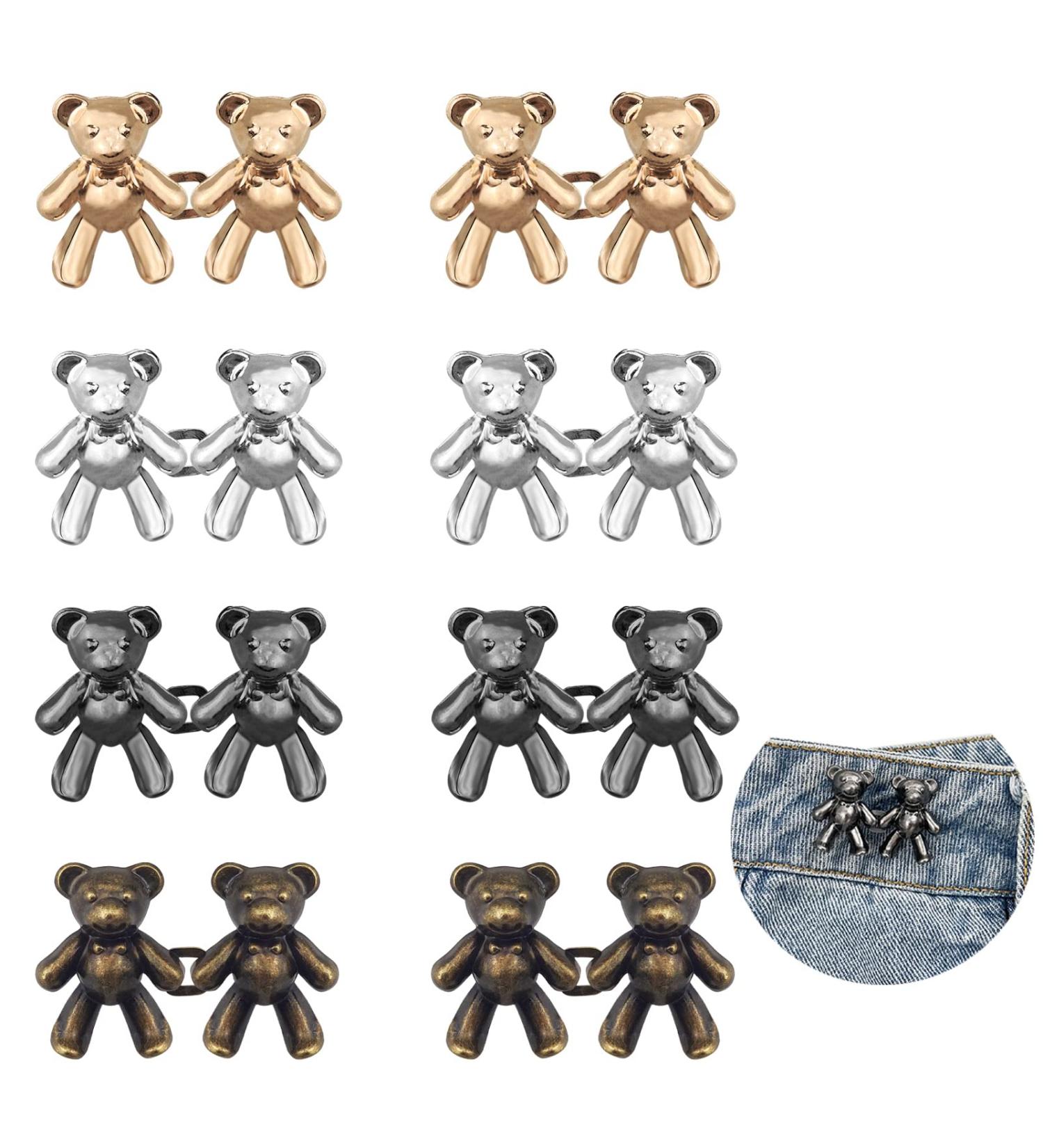 8 Pairs Cute Bear Jeans Button Pins - No Sew Detachable Waist Buckles for Women - Perfect Girl's Gift for Skirts, Pants, and Jeans - Buy Online on GoSupps.com