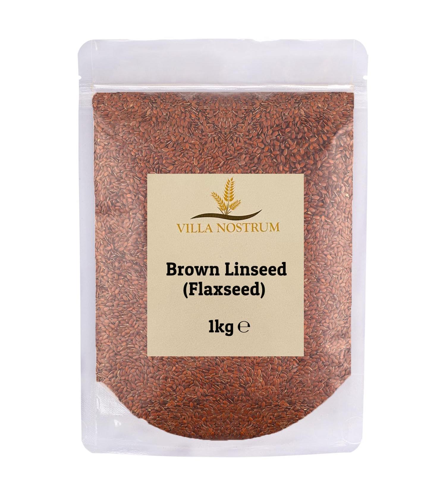 Villa Nostrum Brown Linseeds (Flaxseeds) 1kg - Raw Unmilled, Vegetarian & Vegan - Buy Online on GoSupps.com