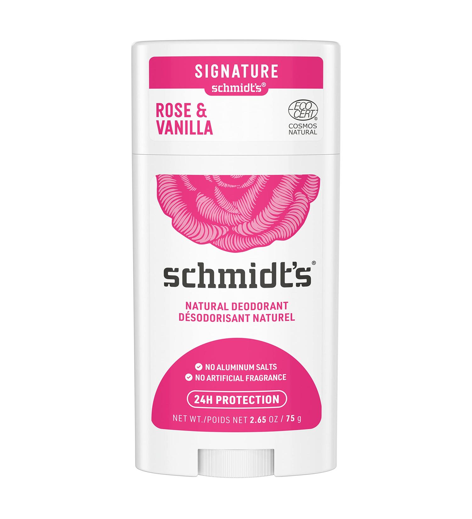 Schmidt's Aluminum-Free Natural Deodorant - Rose & Vanilla, 24-Hour Odor Protection, Vegan & Cruelty-Free - Buy Online on GoSupps.com