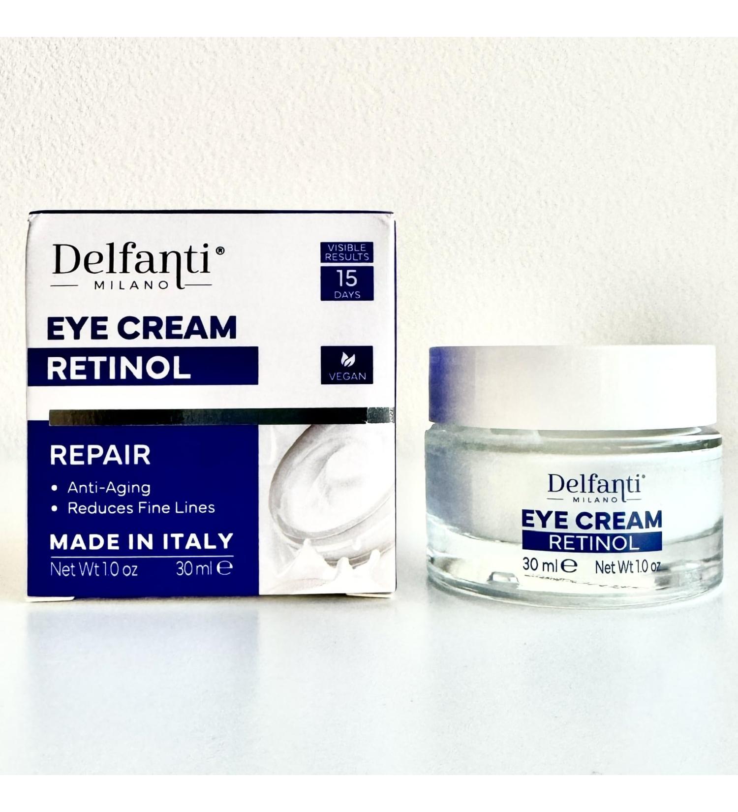Delfanti-Milano Retinol Repair Eye Cream | Anti-Aging Fine Line Reduction | Fast Results | Vegan & Made in Italy | Shop Internationally - Buy Online on GoSupps.com