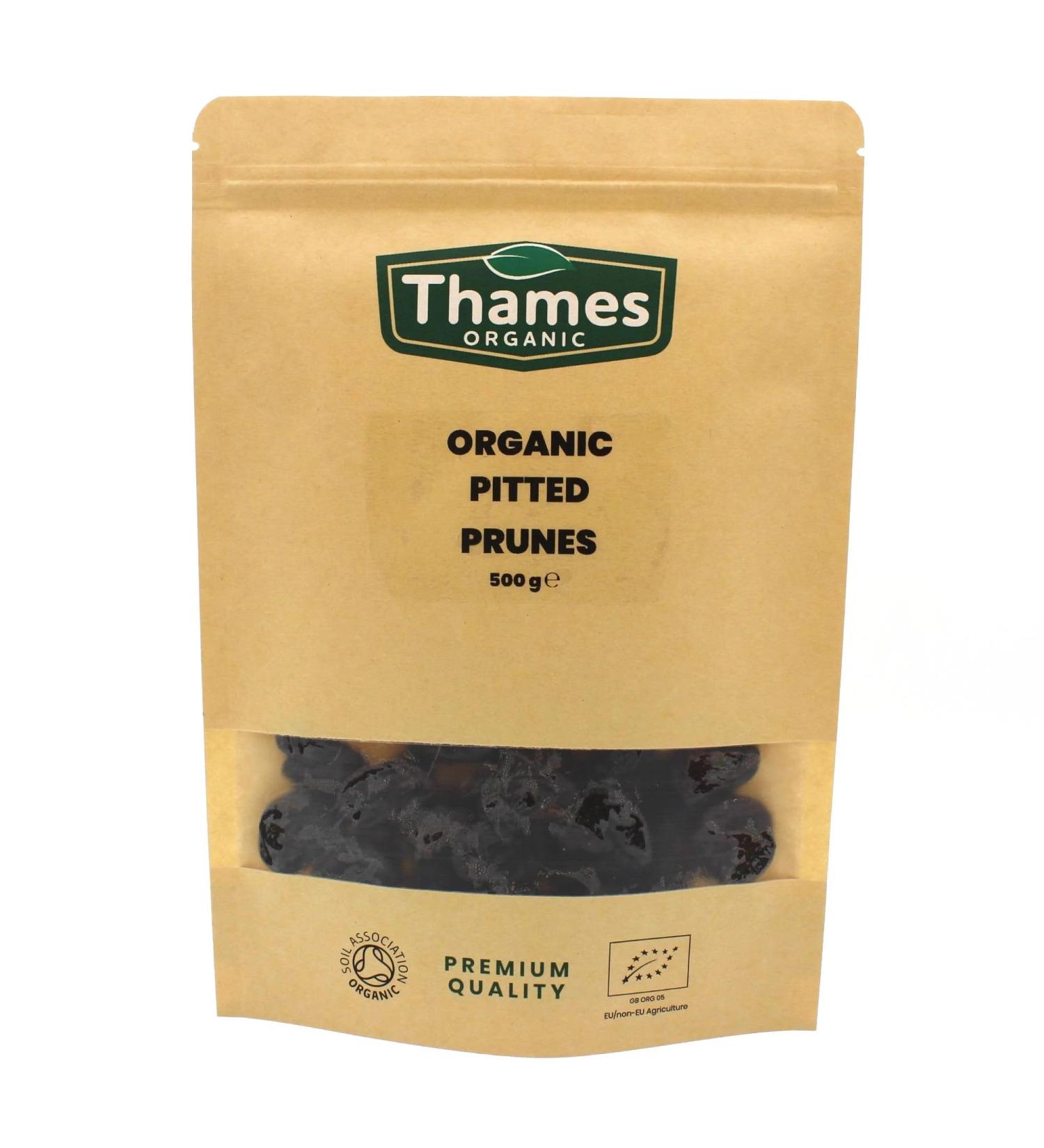 Organic Pitted Prunes 500g - Vegan Certified Organic - Nutritious and Delicious Snack - High in Fiber and Antioxidants - Thames Organic 500g - Buy Online on GoSupps.com