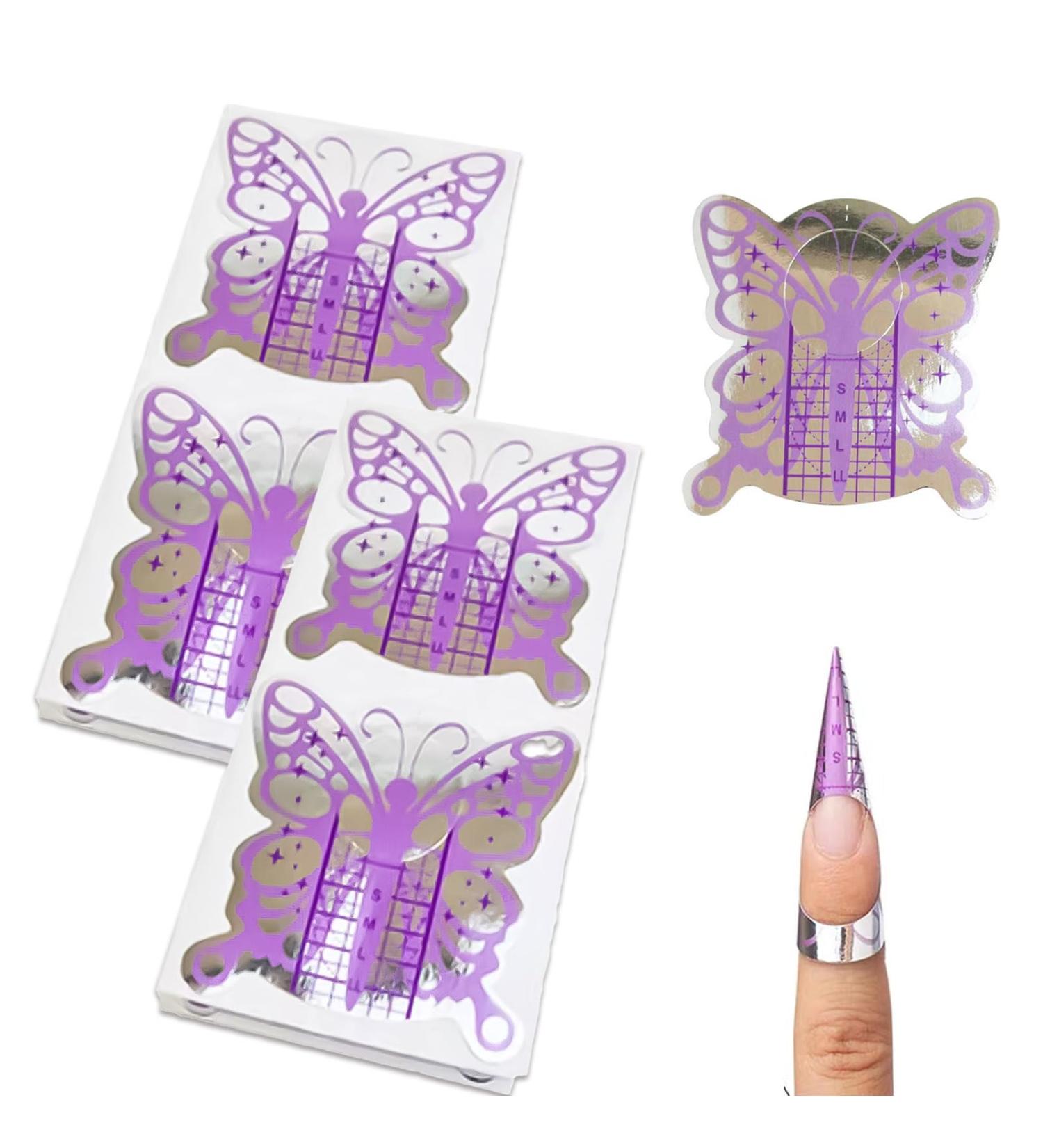 Kaluroil 200 PCs Nail Stencils - Self-Adhesive Violet Butterfly Designs for Gel & Artificial Nails | Nail Extension Accessories - Buy Online on GoSupps.com