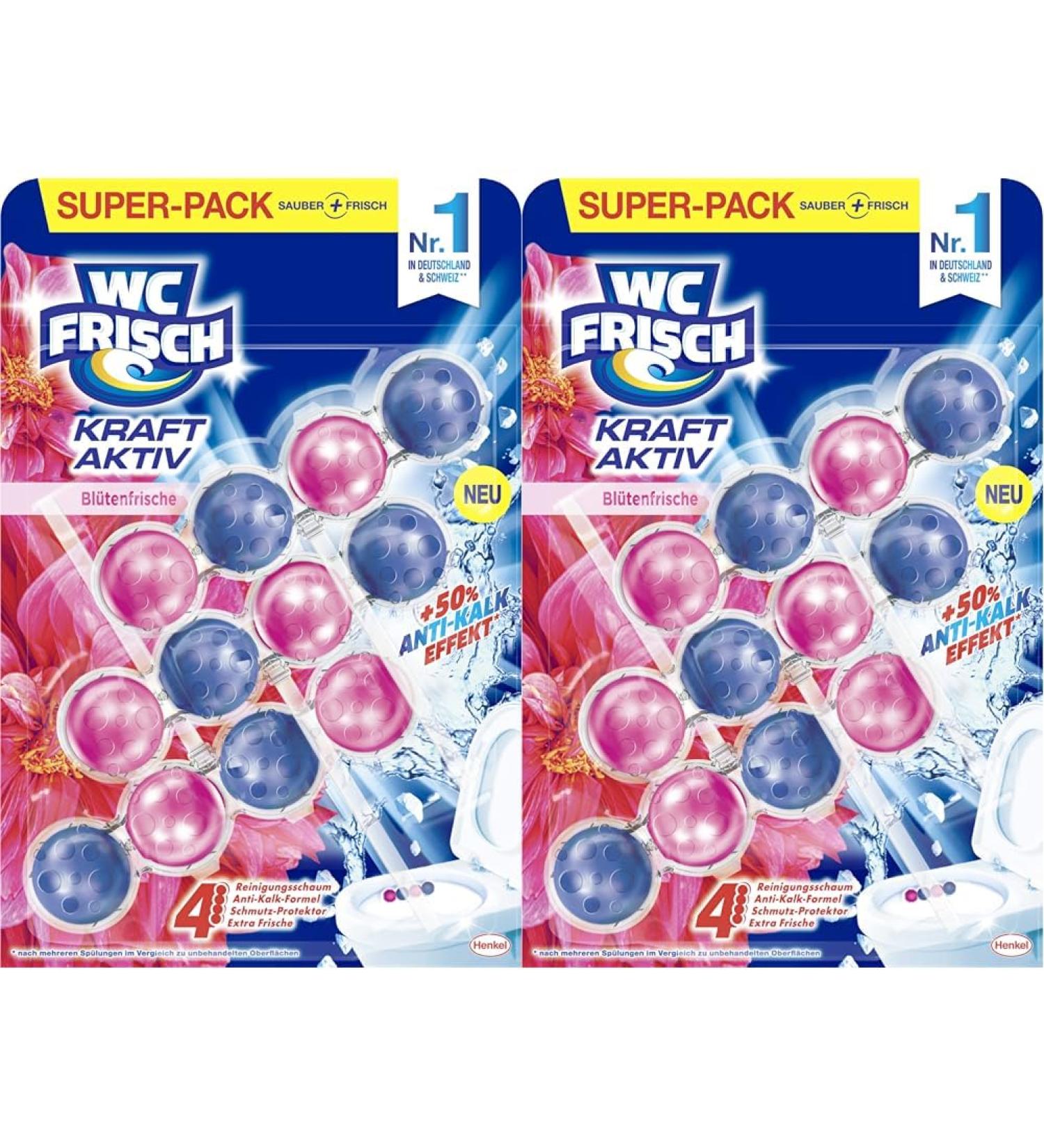 Toilet Fresh Strength Active Fragrance Base Blossom - 150g | Long-Lasting Floral Toilet Cleaner - 50% Anti-Lime Effect | 2 Pack of 3 Fragrant Stones - Buy Online on GoSupps.com