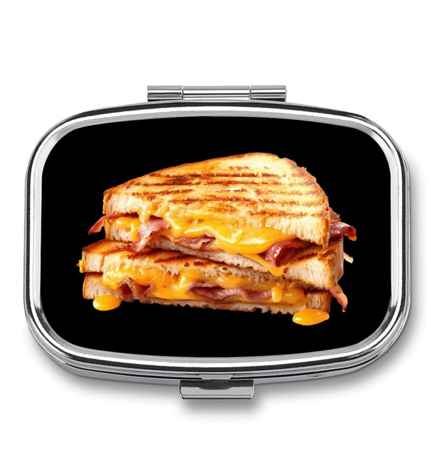 Grilled Cheese Sandwich Pill Box | 2 Compartment Portable Organizer for Vitamins & Medications - Buy Online on GoSupps.com