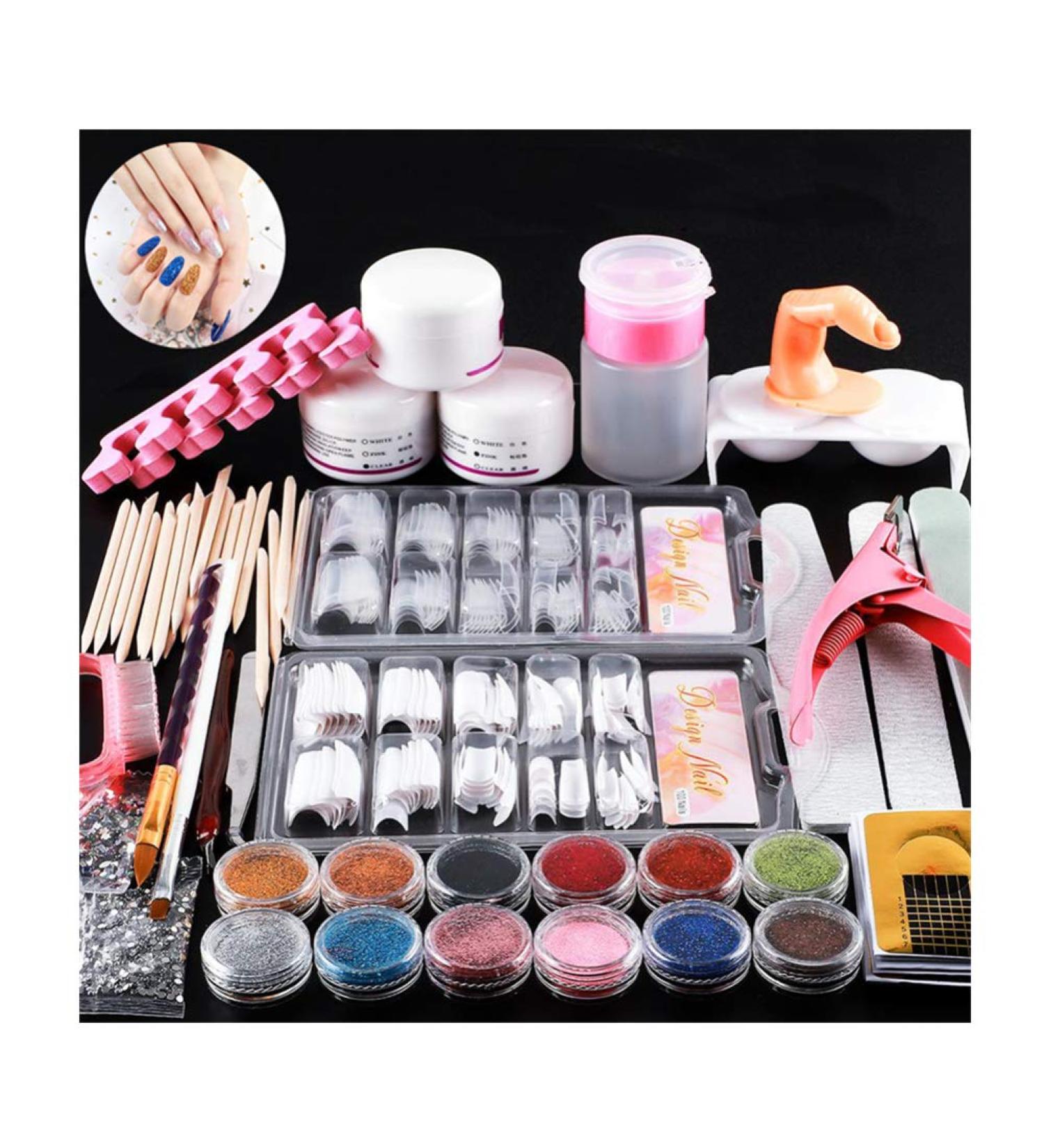 20 in 1 Acrylic Powder Shiny Glitter Nail Set Acrylic Liquid Nail Art Decoration Acrylic Brush Nail Art Tool Full Kit Professional DIY Gel Nail Kit - Buy Online on GoSupps.com