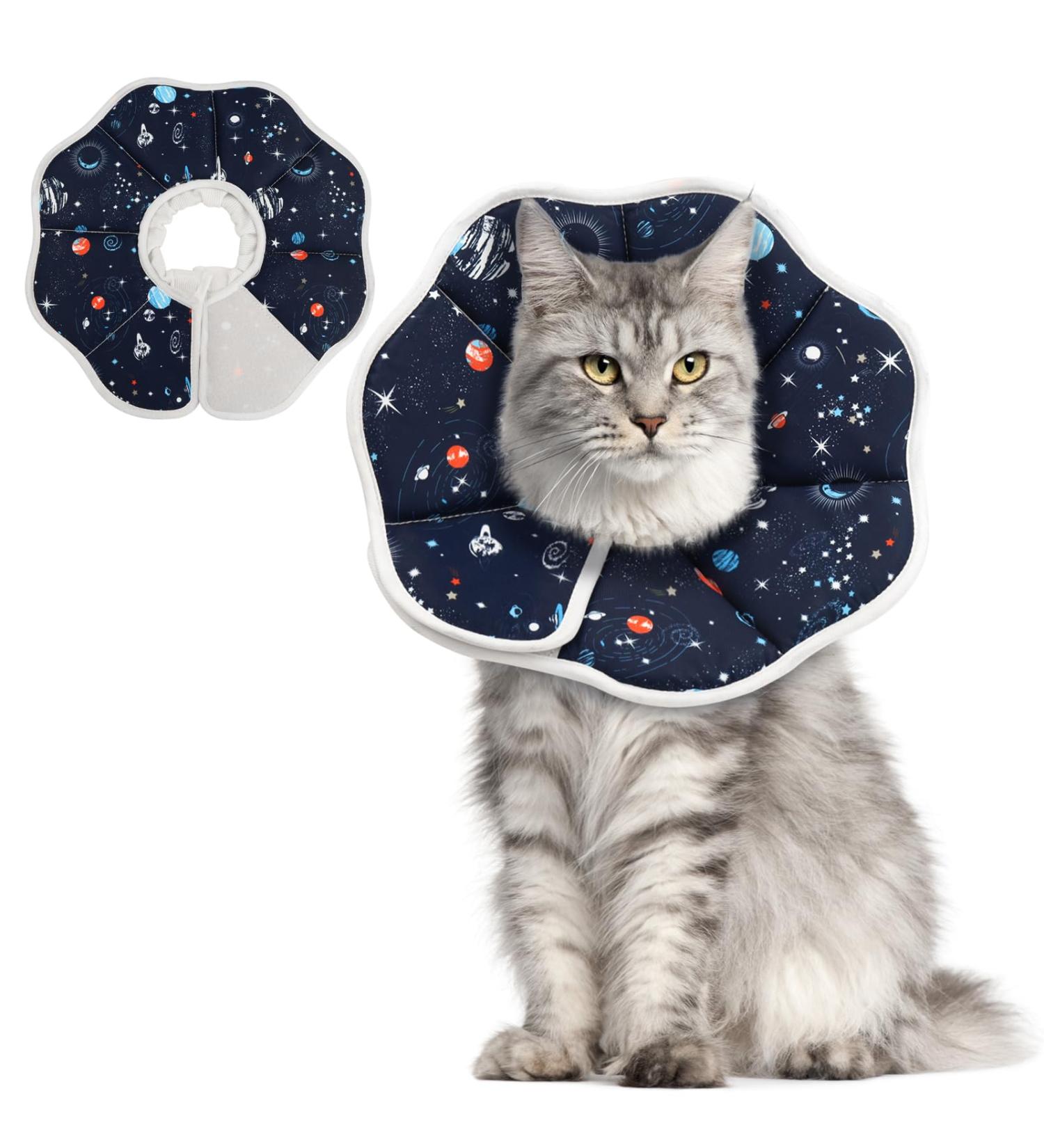 Supet Rewrise Adjustable Hinged Cat Collar - Post-Surgery Recovery Cone for Cats (Cosmic S - Neck: 14-23cm) - Buy Online on GoSupps.com